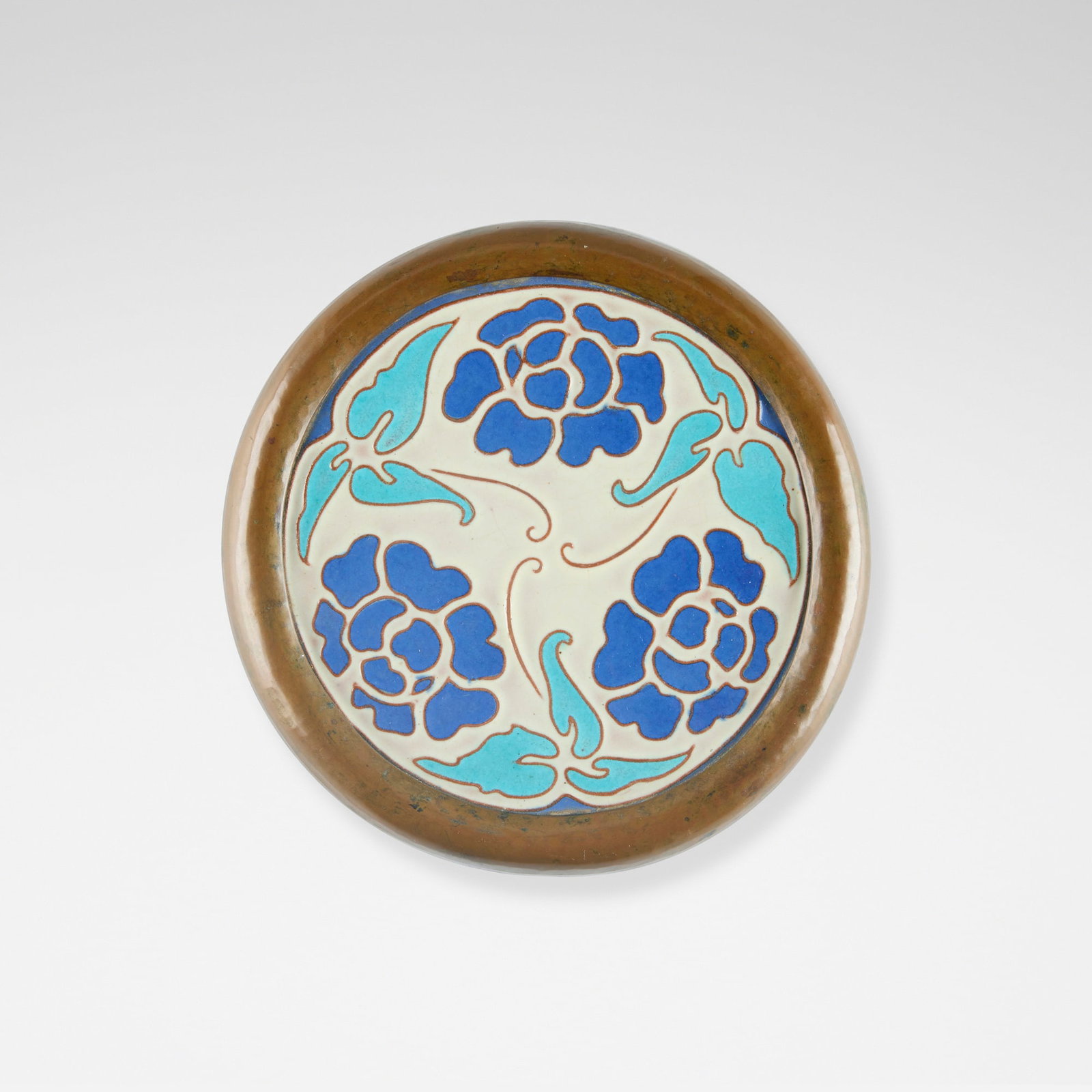California Faience and Dirk van Erp, Trivet with flowers (1 of 4)