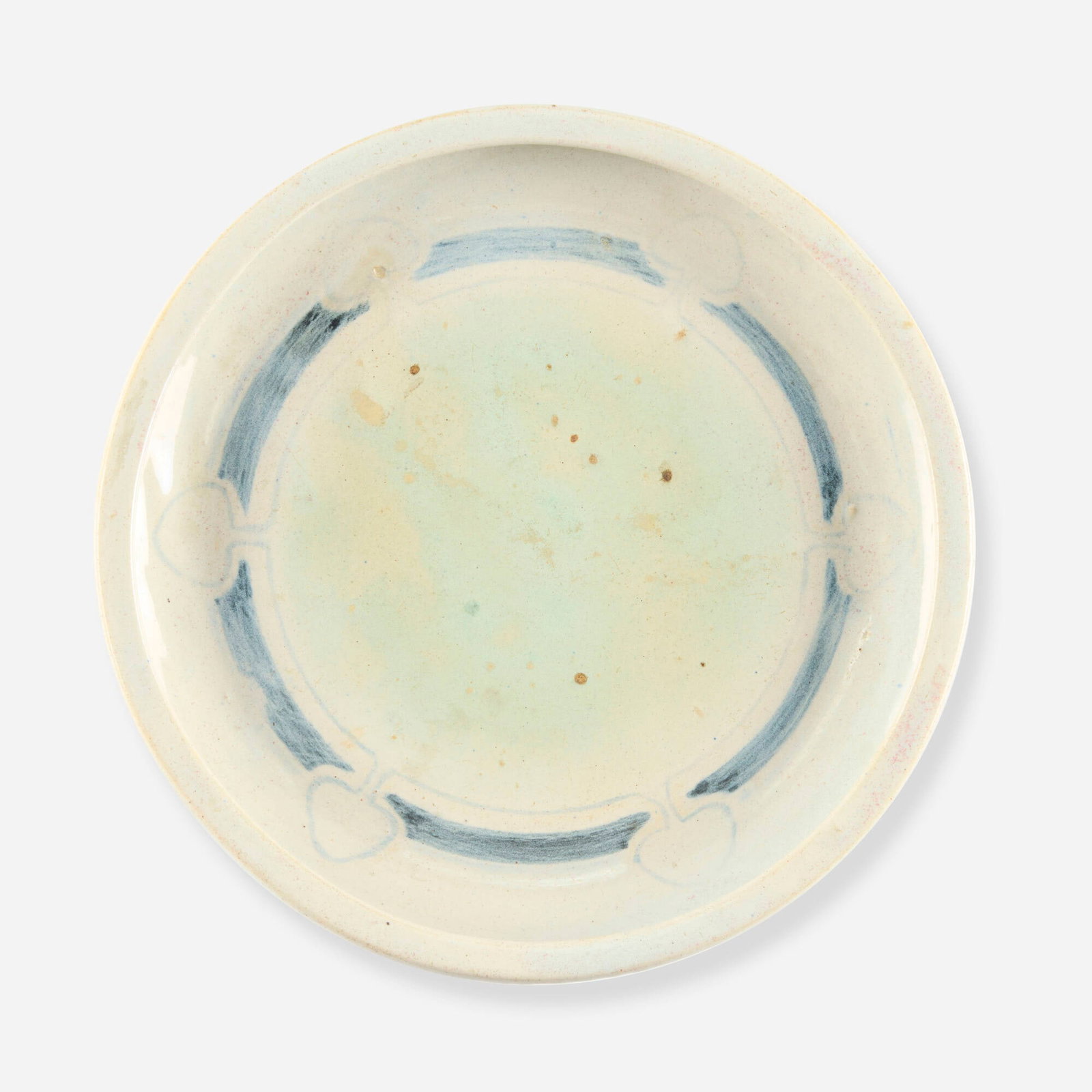 Arequipa Pottery, Footed bowl with oak trees: Arequipa Pottery Footed bowl with oak trees USA, 1911-18 glazed earthenware 2.25 h x 7.375 dia in (6 x 19 cm) Partial impressed manufacturer's mark to underside 'Arequipa California'.