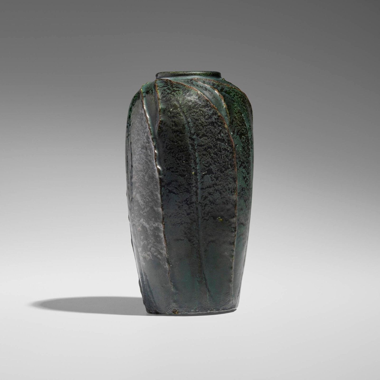Merrimac Pottery, Vase with leaves (1 of 4)