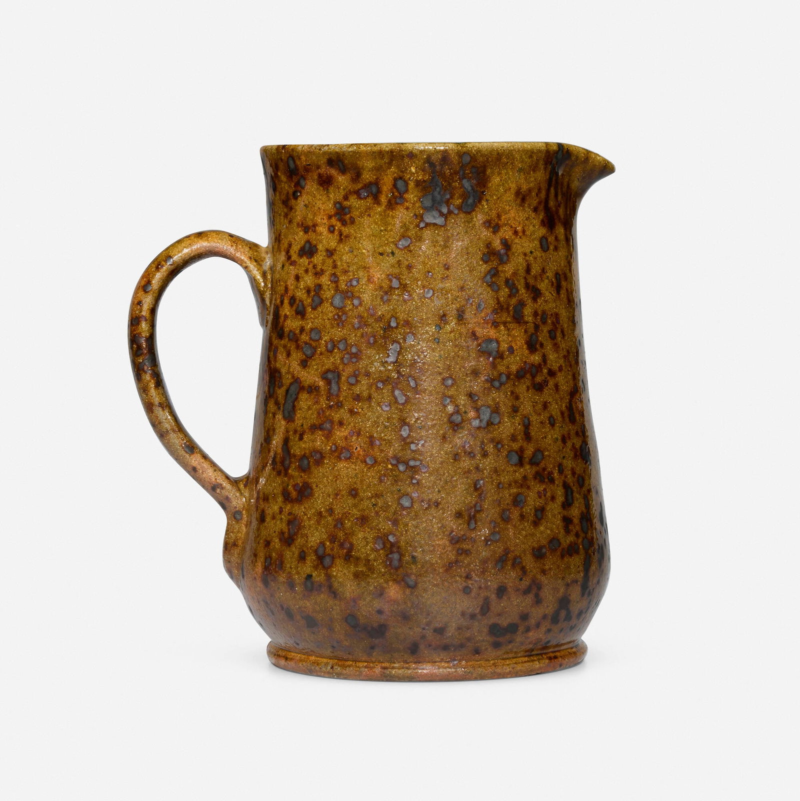 George E. Ohr, Pitcher: George E. Ohr Pitcher USA, 1897-1900 glazed earthenware 8.25 h x 7.25 w x 5.75 d in (21 x 18 x 15 cm) Pitcher features a speckled gunmetal and brown glaze. Impressed signature to underside 'G.E.