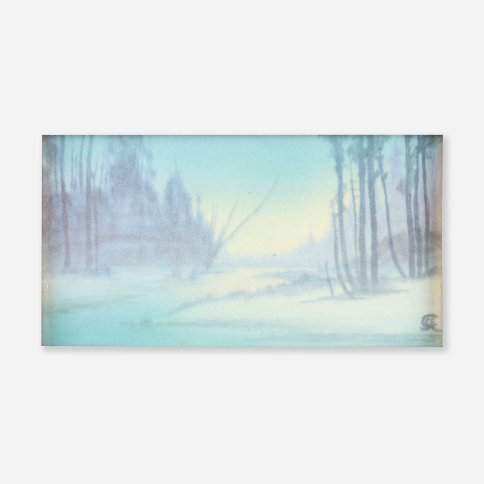 Sallie Coyne for Rookwood Pottery, Winter scenic Vellum plaque (1 of 3)