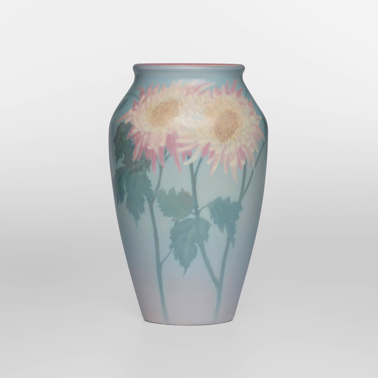 Edward Diers for Rookwood Pottery, Vellum vase with chrysanthemums (1 of 4)
