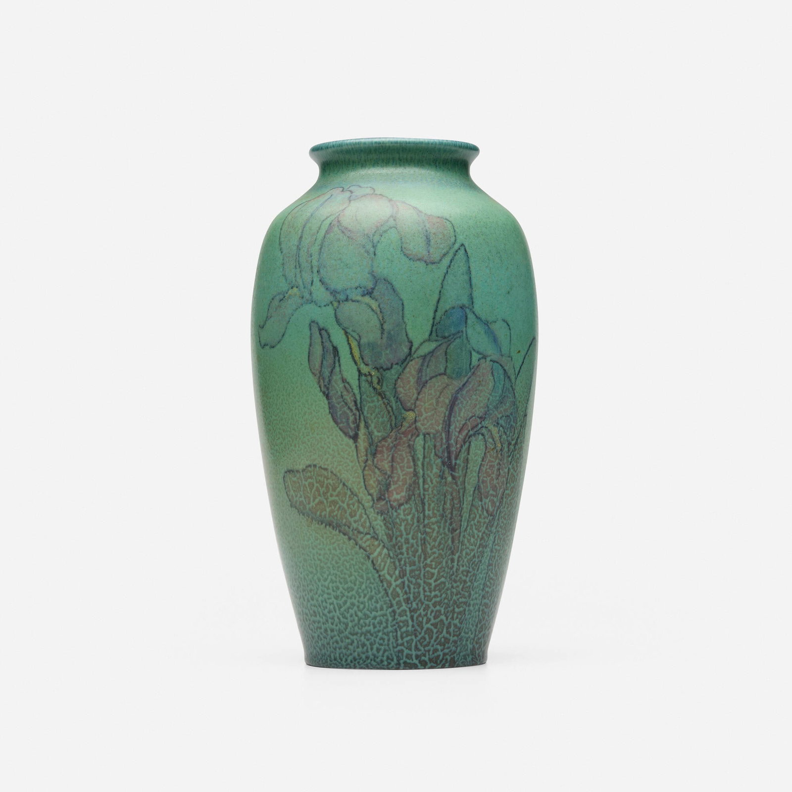 Margaret Helen McDonald for Rookwood Pottery, Double Vellum/Decorated Mat vase with irises (1 of 4)