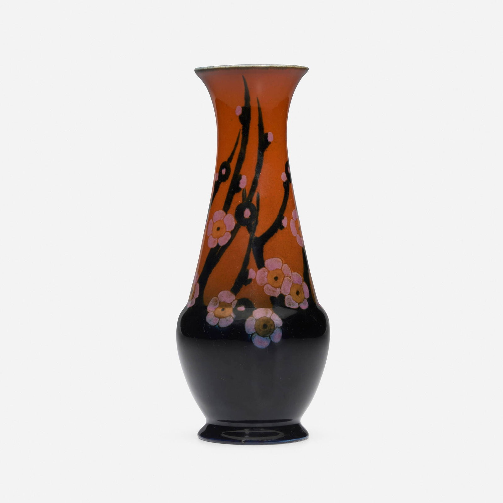 Sara Sax for Rookwood Pottery, French Red vase with cherry blossoms (1 of 4)