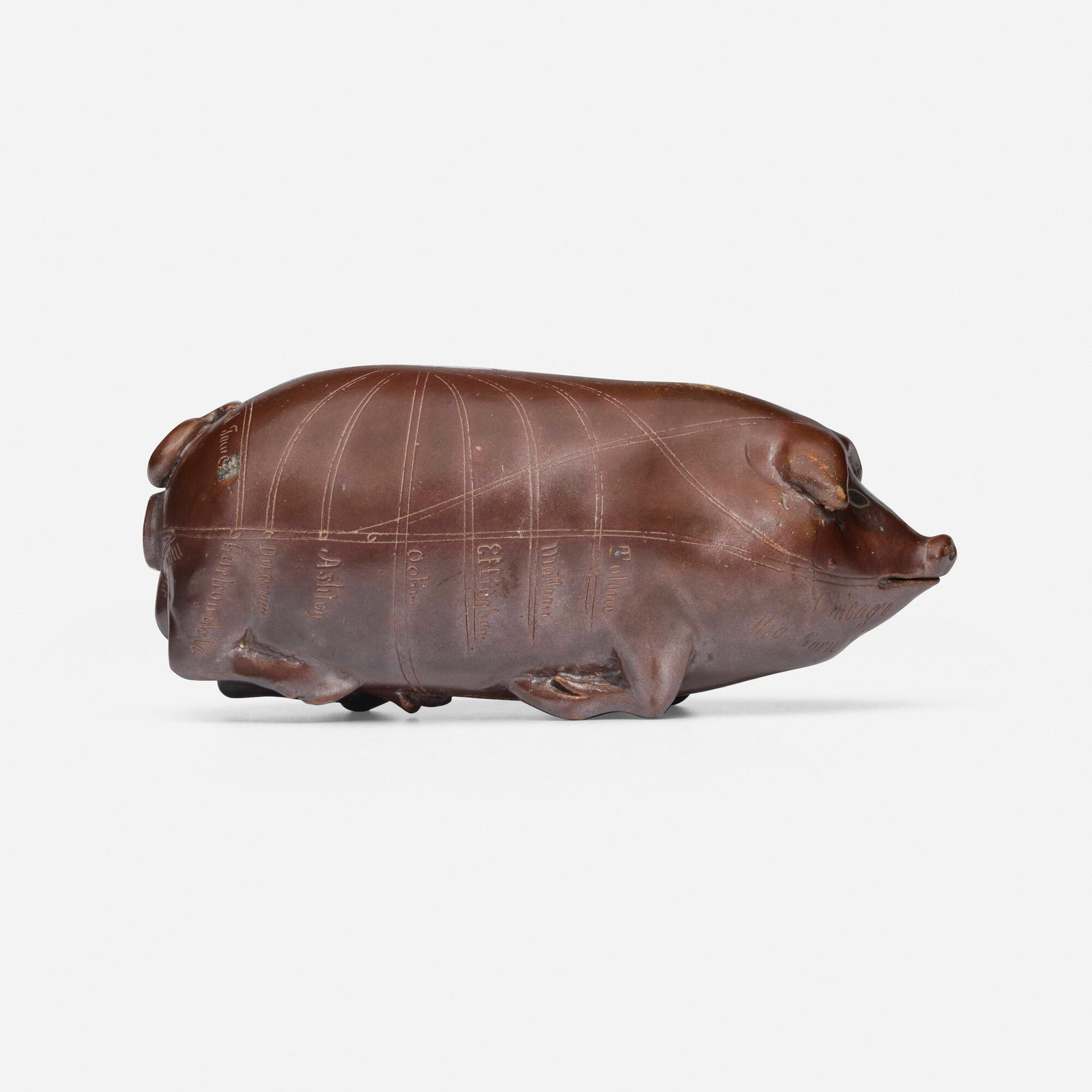 Cornwall and W. Wallace Kirkpatrick for Anna Pottery, Pig flask (1 of 5)