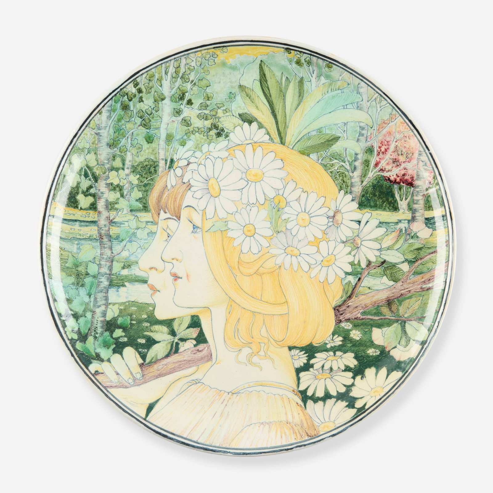 Galileo Chini for L'Arte della Ceramica, Art Nouveau charger with female portraits (1 of 4)