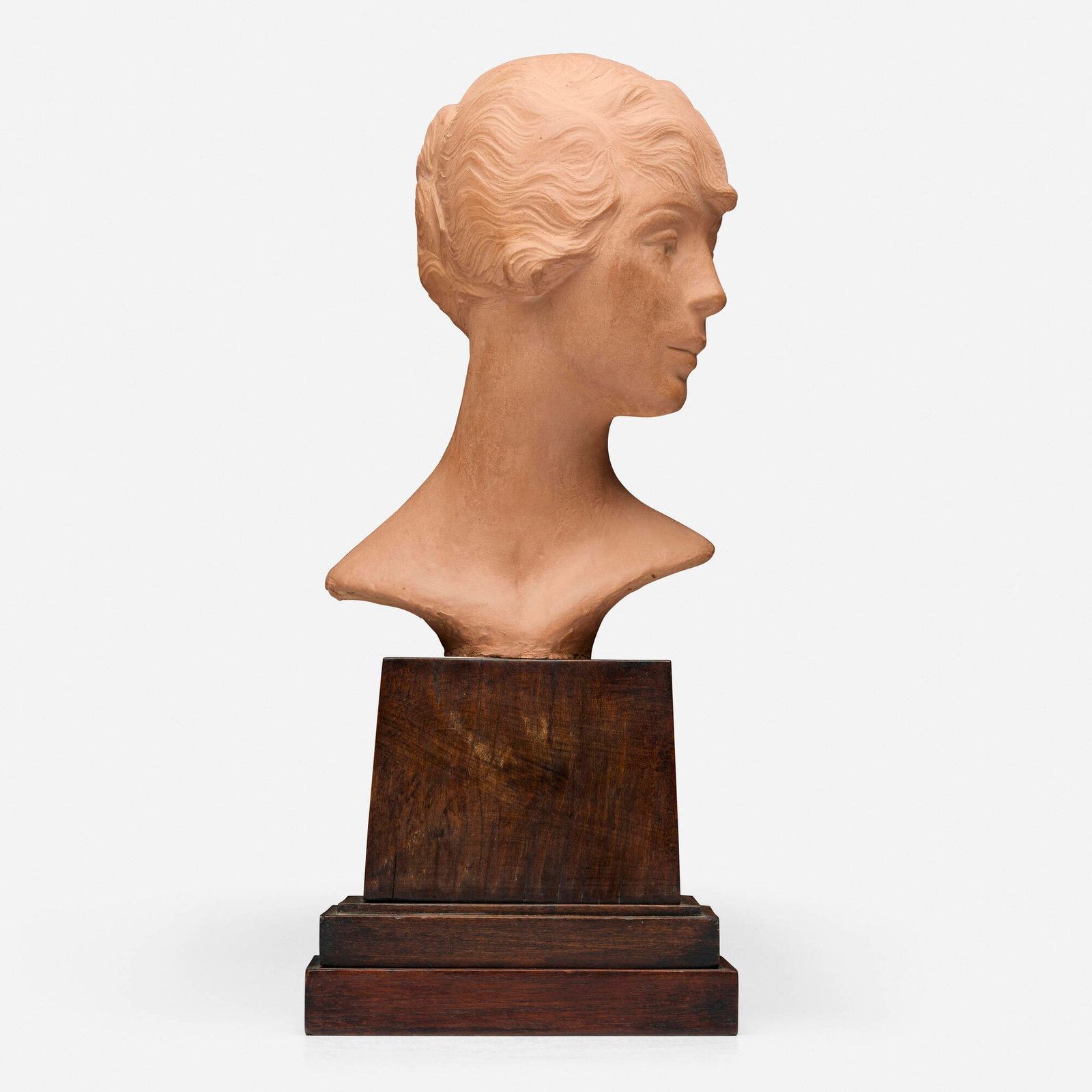 Janet Scudder, Bust of a Woman: Janet Scudder Bust of a Woman 1914 painted plaster 15.625 h x 7 w x 4.25 d in (40 x 18 x 11 cm) Incised signature and date to underside of shoulders 'Janet Scudder 1914'. Th