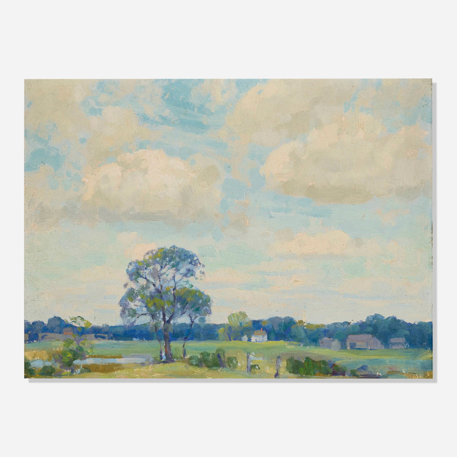Henry Bill Selden, Summer Day (possibly Woodstock, NY): Henry Bill Selden Summer Day (possibly Woodstock, NY) oil on board 12 h x 15.875 w in (30 x 40 cm) Provenance: Auction Sale, Salmagundi Club, New York | Private Collection