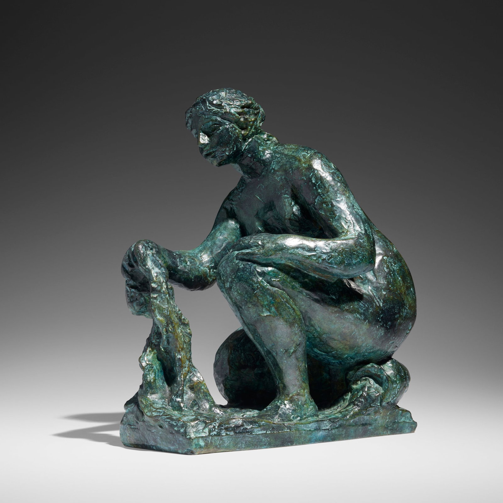 Pierre-Auguste Renoir and Richard Guino, La petite laveuse: Pierre-Auguste Renoir and Richard Guino La petite laveuse 1916 / 1985 patinated bronze 13.5 h x 12 w x 7 d in (34 x 30 x 18 cm) Molded signature, date, number and foundry mark to lower edge 'RG