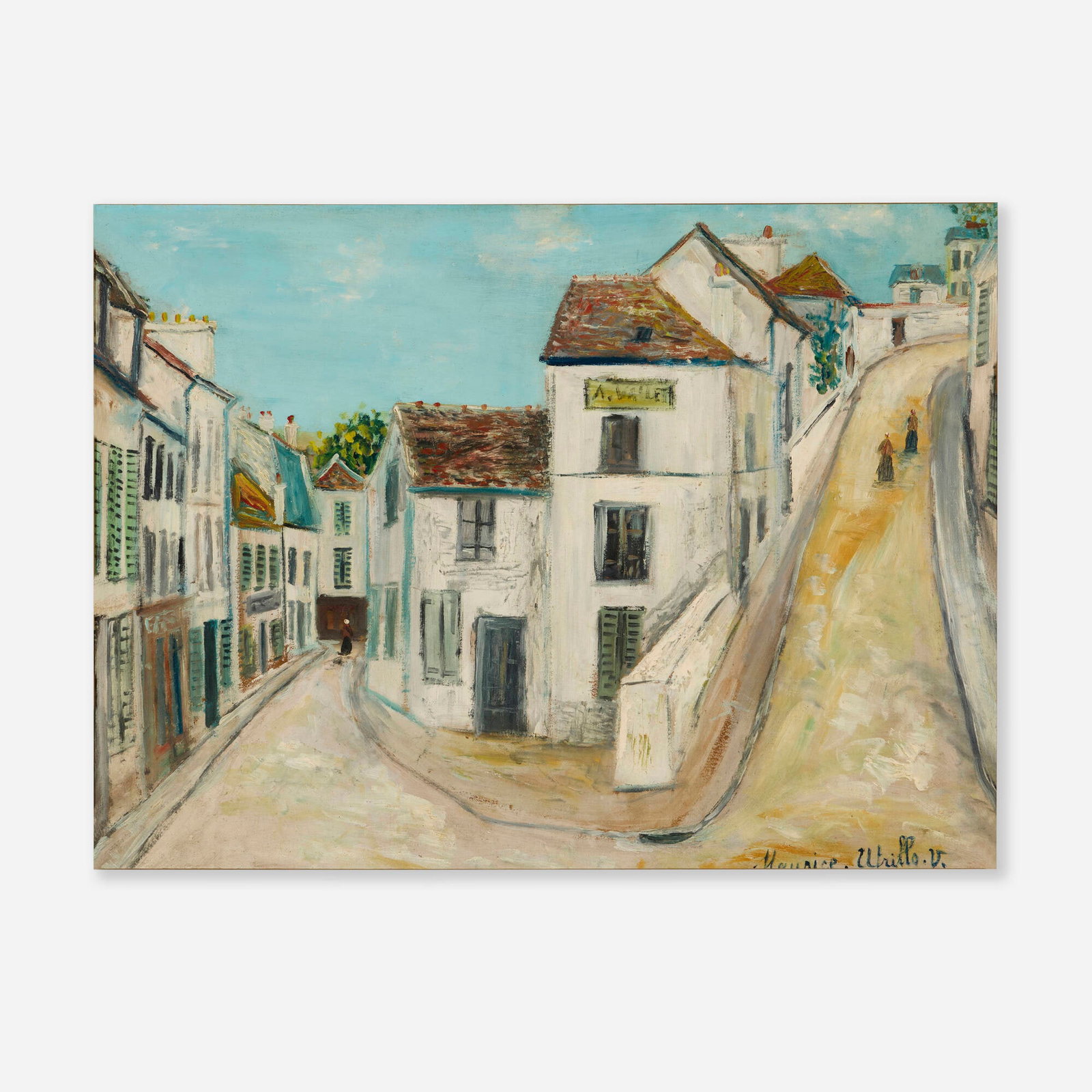 Maurice Utrillo, Pontoise, Rue De L'eperon et Rue de la Coutellerie: Maurice Utrillo Pontoise, Rue De L'eperon et Rue de la Coutellerie oil on board 22 h x 28.75 w in (56 x 73 cm) Signed to lower right 'Maurice. Utrillo. V.'. Provenance: