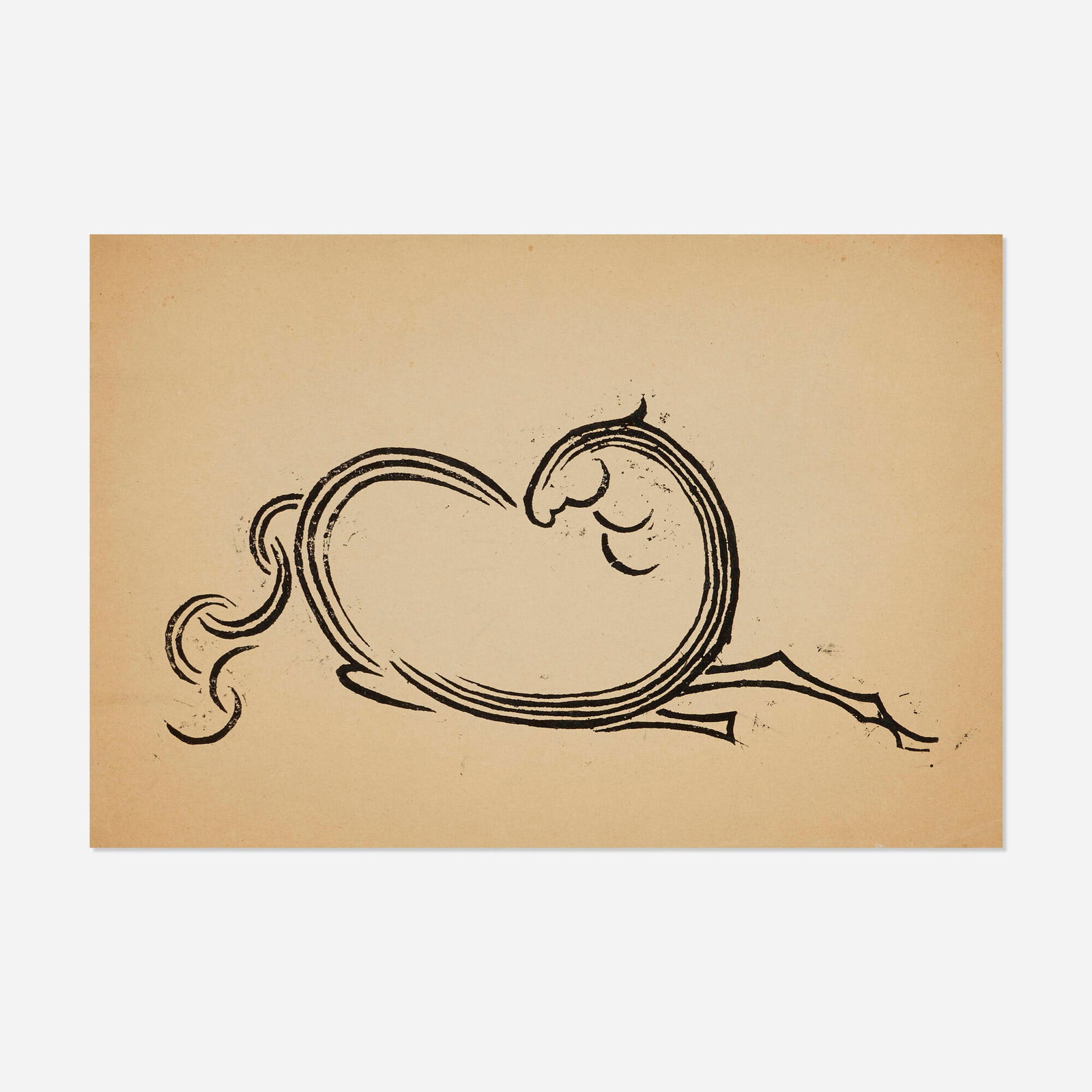 Elie Nadelman, Horse: Elie Nadelman Horse c. 1913 linocut 9.125 h x 12.625 w in (23 x 32 cm) Provenance: Estate of Lincoln Kirstein | Keith de Lellis Gallery, New York | Private Collection