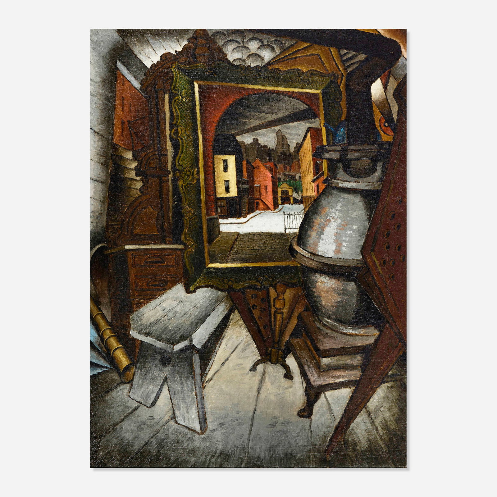 Glenn O. Coleman, The Garret: Glenn O. Coleman The Garret 1927 oil on canvas 34.5 h x 25 w in (88 x 63 cm) Signed to center 'Coleman'. Provenance: Family of the Artist | Private Collection,