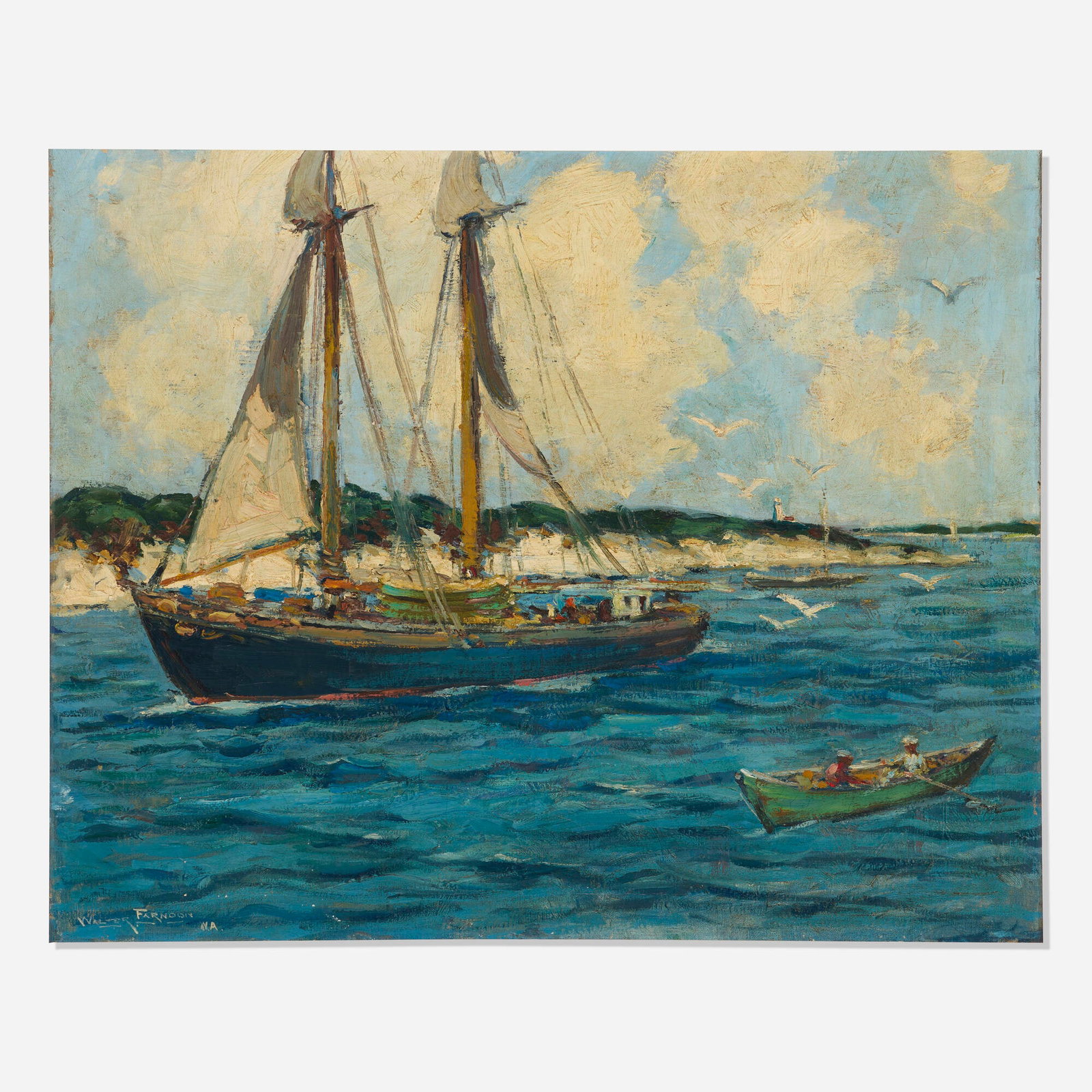 Walter Farndon, Untitled (Seascape): Walter Farndon Untitled (Seascape) oil on canvas 24.125 h x 30 w in (61 x 76 cm) Signed to lower left 'Walter Farndon N.A.'. Provenance: Property from a New Jersey Estate This work will