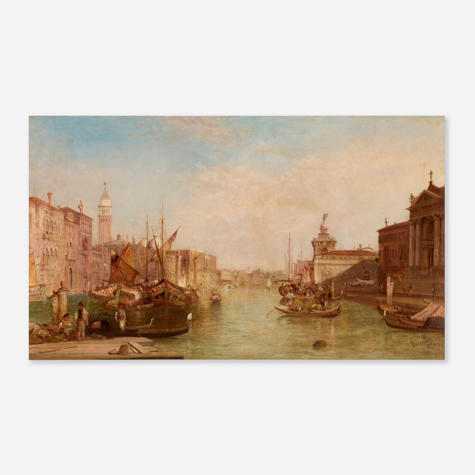 Alfred Pollentine, Grand Canal, Venice: Alfred Pollentine Grand Canal, Venice 1889 oil on canvas 30 h x 50 w in (76 x 127 cm) Signed to lower right 'A Pollentine 89'. Provenance: Shapiro Auctions, Bedford Hills, NY, 24 April