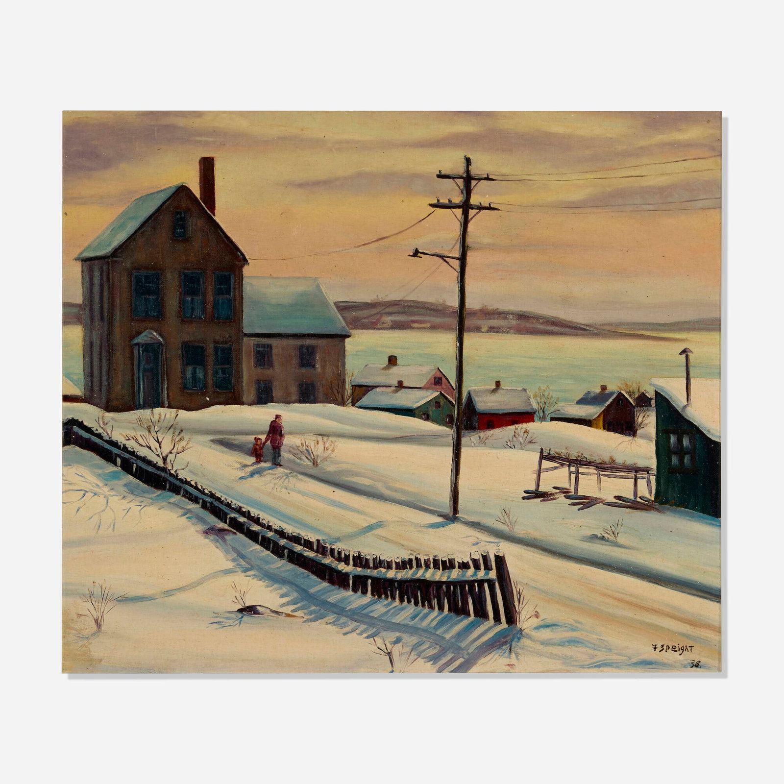 Francis Speight, Untitled: Francis Speight Untitled 1938 oil on canvas laid to board 17 h x 20 w in (43 x 51 cm) Signed and dated to lower right 'F Speight 38'. This work will ship from Lambertville, New Jersey.