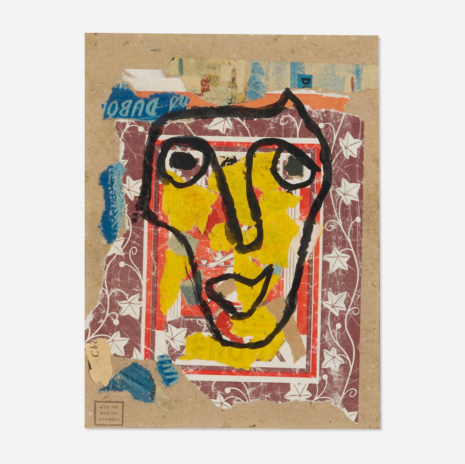Gaston Chaissac, Visage: Gaston Chaissac Visage 1955 collage and gouache on cardboard sight: 8.125 h x 6 w in (21 x 15 cm) Artist's stamp to lower left. Provenance: The Otto Freundlich and