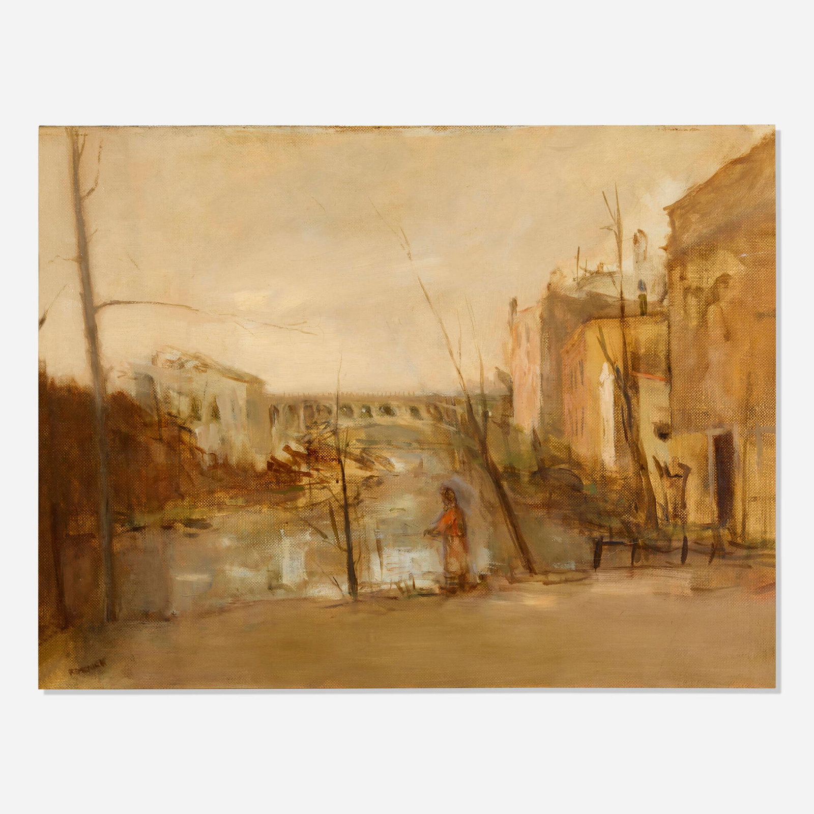 Seymour Remenick, Canal: Seymour Remenick Canal oil on canvas 19.875 h x 26.25 w in (50 x 67 cm) Signed to lower left 'Remenick'. Provenance: Peridot Gallery, New York | Private Collection