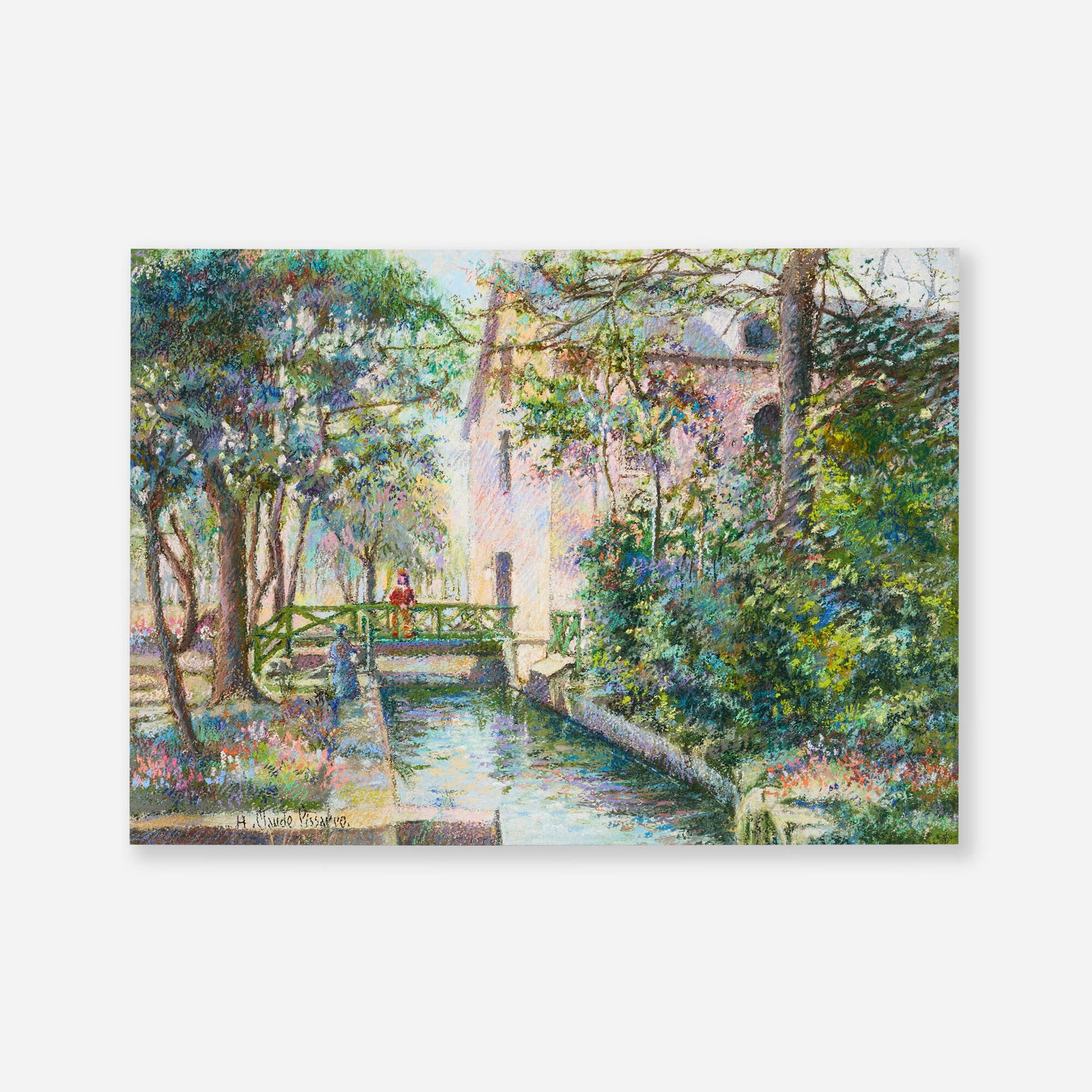 Hugues Claude Pissarro, Le Moulin du Vey: Hugues Claude Pissarro Le Moulin du Vey c. 2015 pastel on card 14.5 h x 20 w in (37 x 51 cm) Signed to lower left 'H. Claude Pissarro'. Signed, titled and inscribed to verso 'Ate