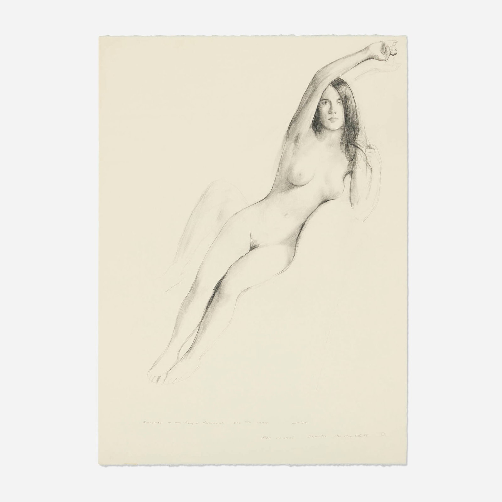 Bo Bartlett, Untitled: Bo Bartlett Untitled 1993 charcoal on paper 26 h x 18.75 w in (66 x 48 cm) Signed, titled, dated, and inscribed to lower edge 'Kristen on the first day of Hanukkah Dec 9th 1993 Bo For Nan