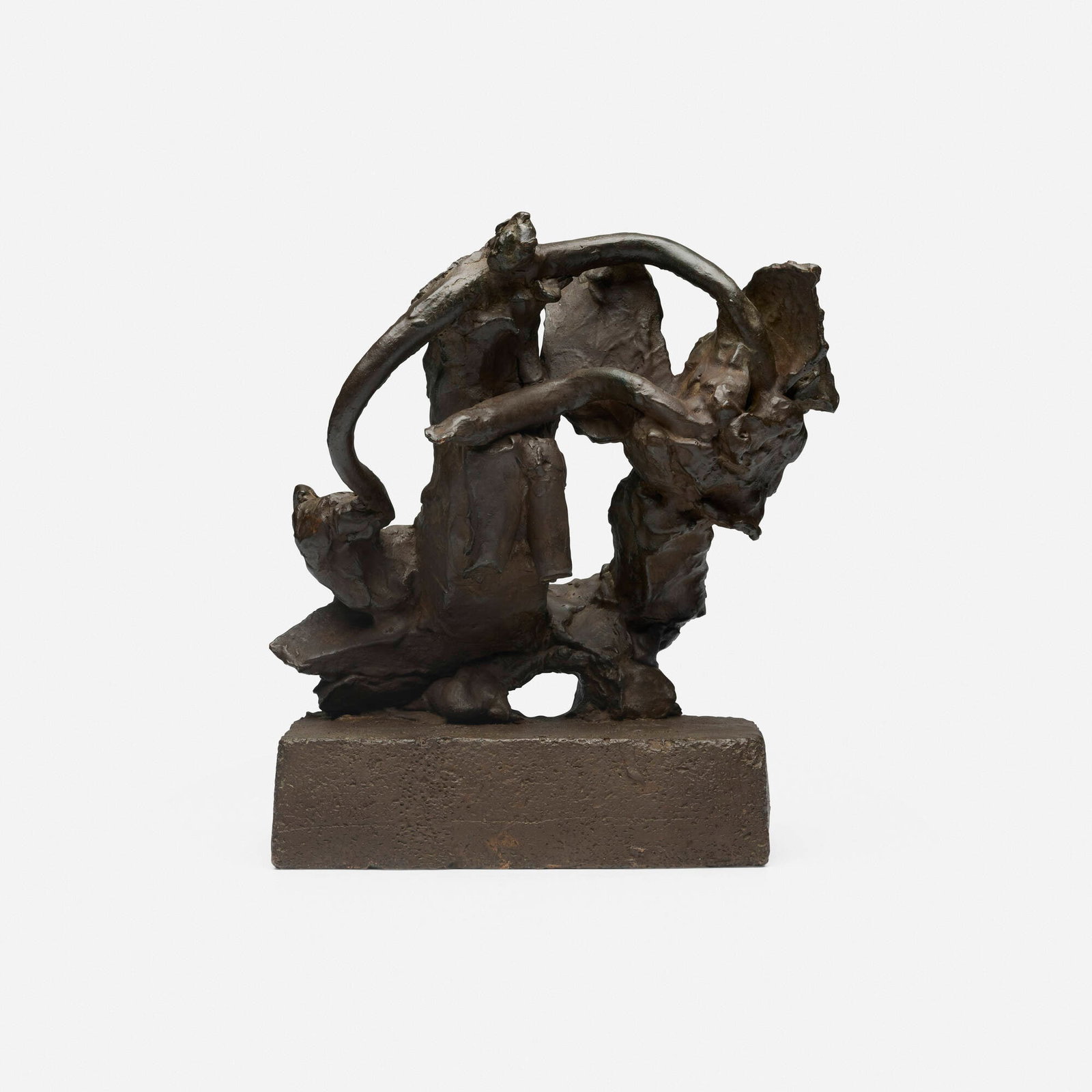Reuben Nakian, Leda and the Swan: Reuben Nakian Leda and the Swan patinated bronze 11.25 h x 10 w x 6.75 d in (29 x 25 x 17 cm) Incised signature and foundry mark to verso 'Nakian R.B.W. Inc.'. This work was produced at