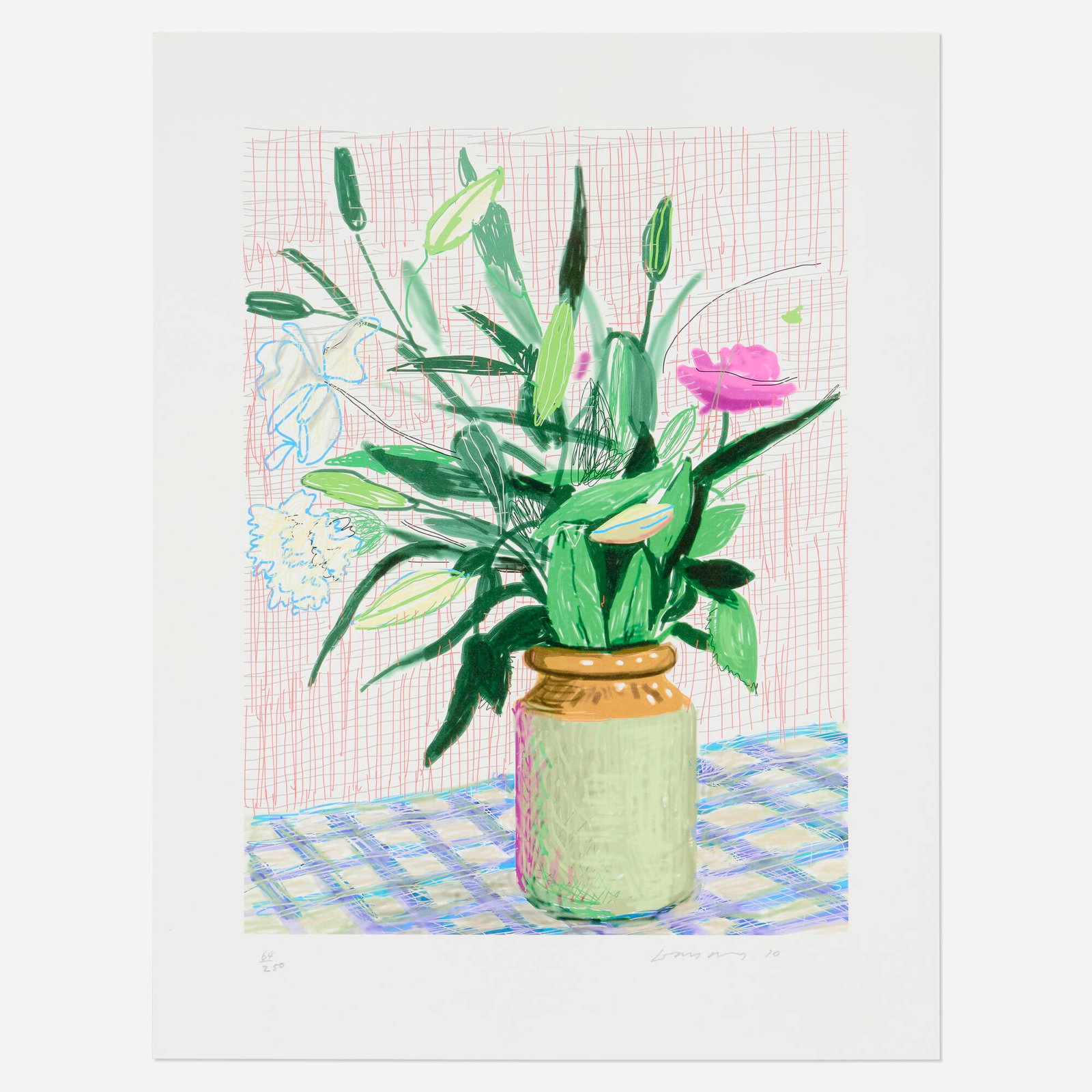 David Hockney, Untitled No. 516 (from the A Bigger Book portfolio): David Hockney Untitled No. 516 (from the A Bigger Book portfolio) 2010-16 iPad drawing in colors image: 17.5 h x 13 w in (44 x 33 cm) sheet: 22 h x 17 w in (56 x 43 cm) Signed, dated and numbered to