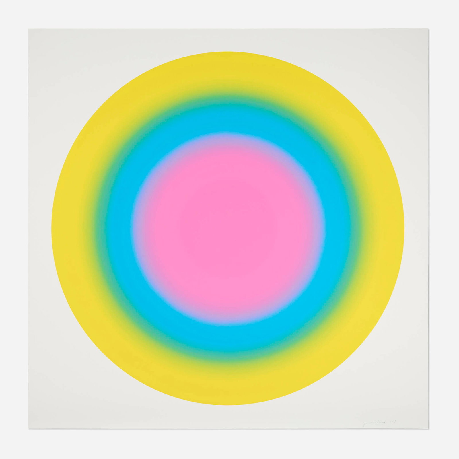 Ugo Rondinone, Sun 5 (from the Sun portfolio): Ugo Rondinone Sun 5 (from the Sun portfolio) 2019 screenprint in colors on Rising 4-ply Museum Board image: 54 d in (137 cm) sheet: 60.25 h x 60.25 w in (153 x 153 cm) Signed and numbered to