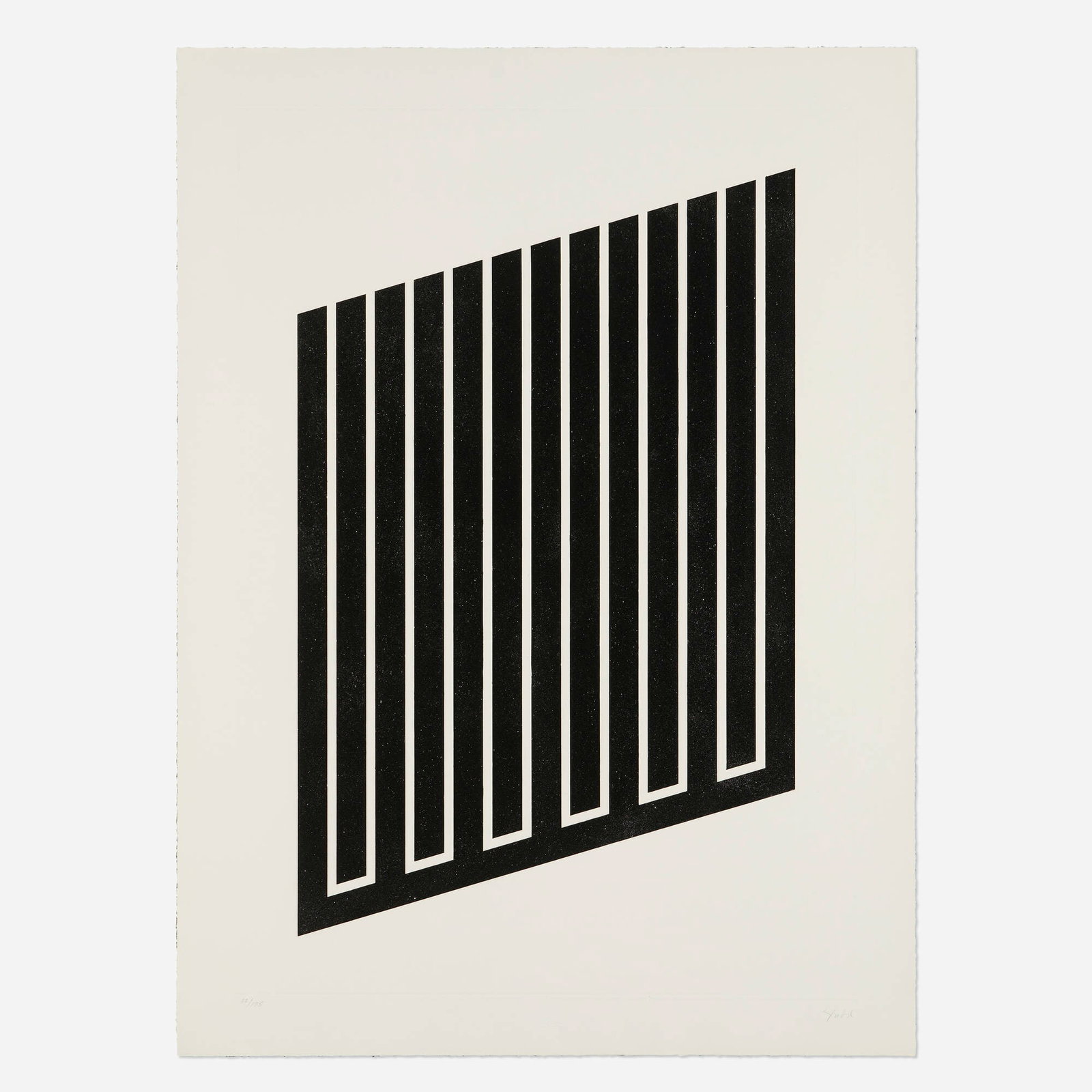 Donald Judd, Untitled: Donald Judd Untitled 1969 etching and aquatint image: 35 h x 24.5 w in (89 x 62 cm) sheet: 39.875 h x 29.375 w in (101 x 75 cm) Signed and numbered to lower edge '32/175 Judd'. This work is