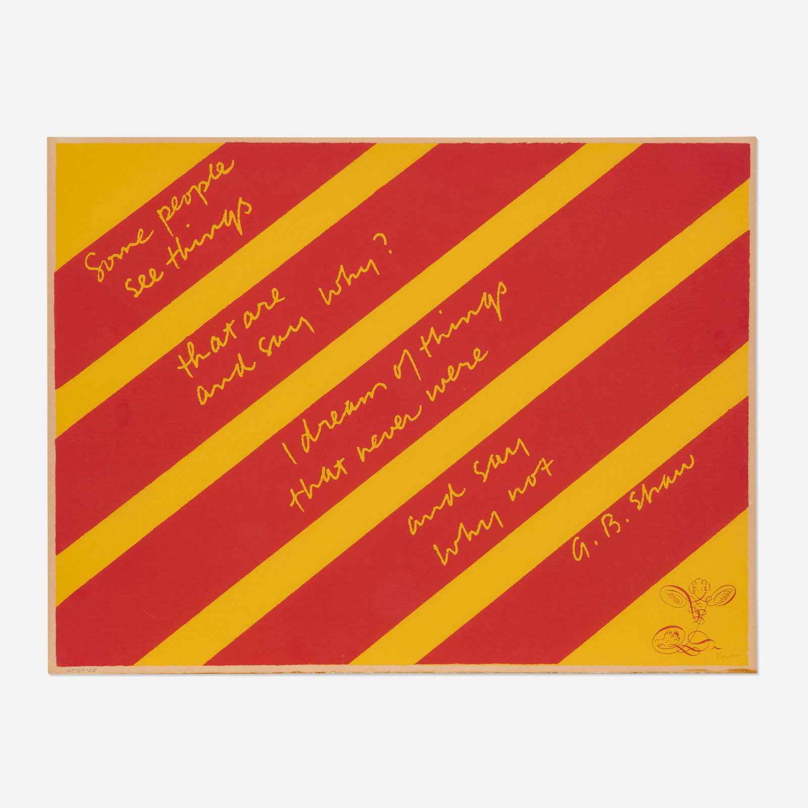 Corita Kent (Sister Mary Corita), y is for why not: Corita Kent (Sister Mary Corita) y is for why not (from the international signal code alphabet series) 1968 screenprint in colors image: 17 h x 22.5 w in (43 x 57 cm) sheet: 17.5 h x 23 w in (44 x 58