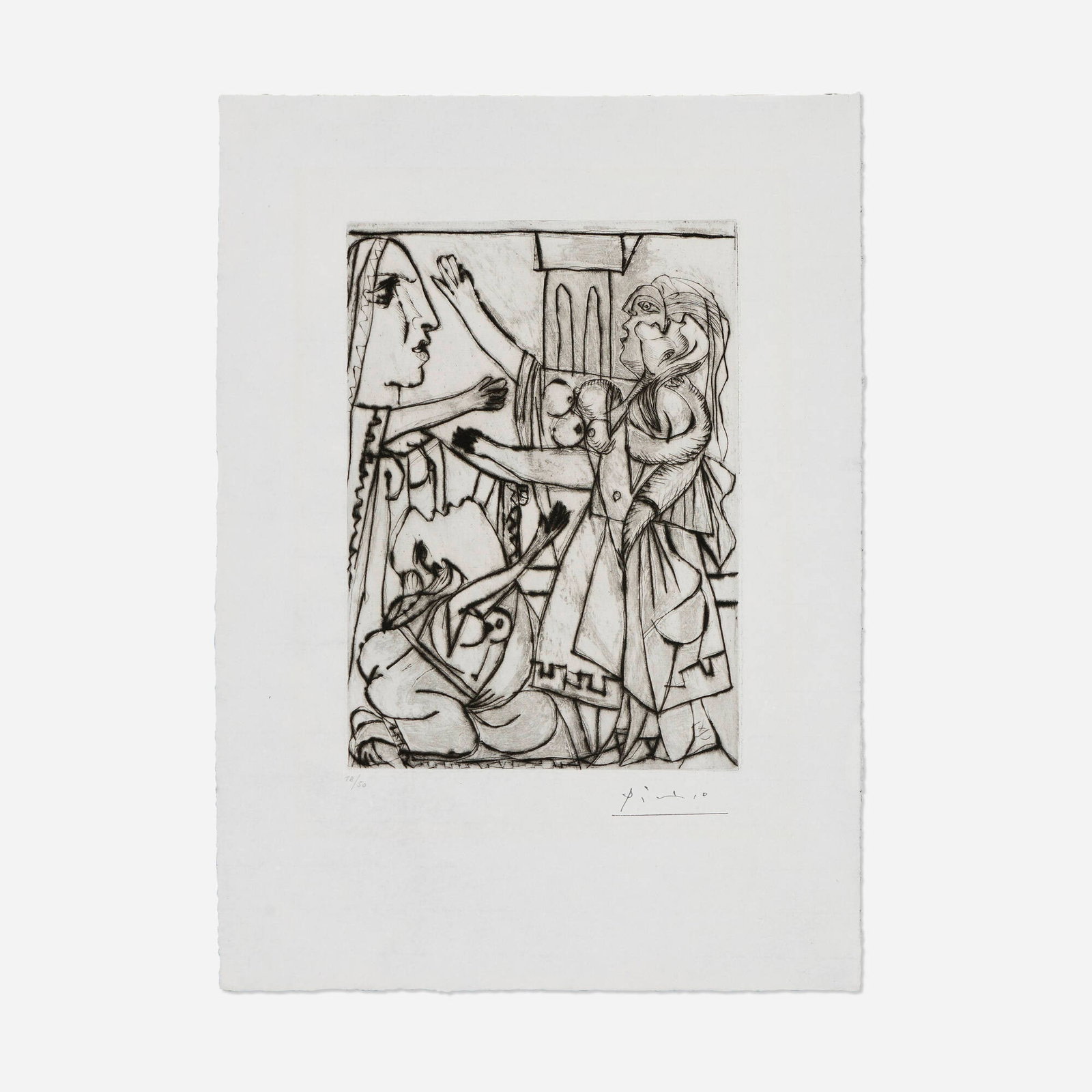 Pablo Picasso, La plainte des femmes: Pablo Picasso La plainte des femmes 1933 / 1961 aquatint and drypoint on laid paper image: 10.875 h x 7.875 w in (28 x 20 cm) sheet: 17.75 h x 12.75 w in (45 x 32 cm) Estate stamped signatur