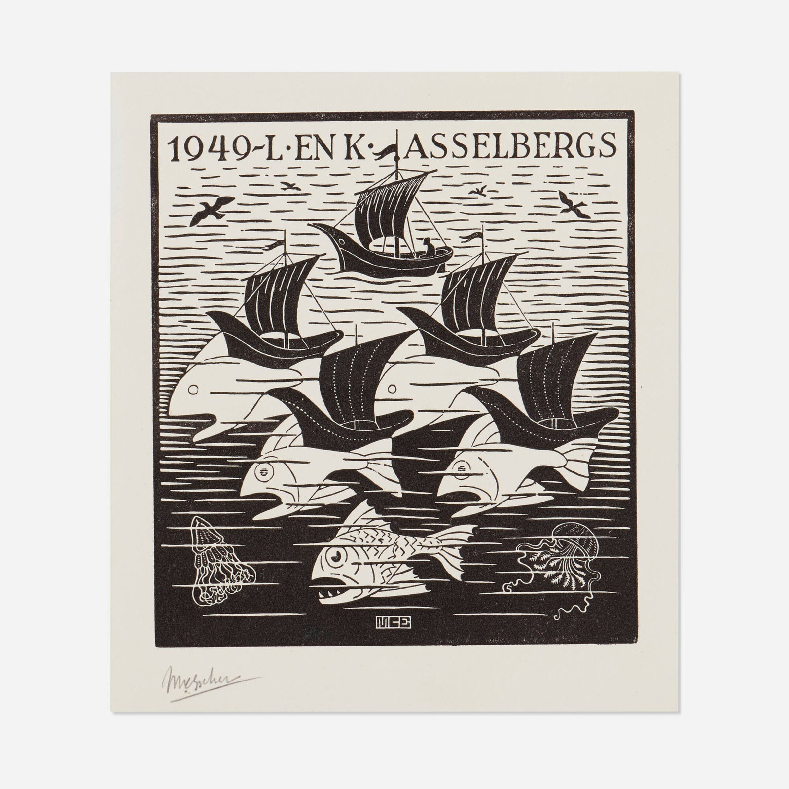 M.C. Escher, New Year's greeting card, L. and K. Asselberg (1 of 2)