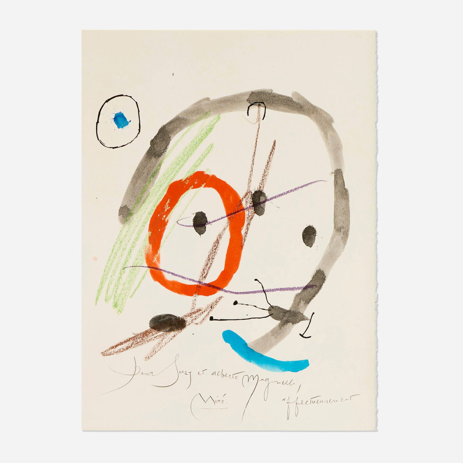 Joan Miro, Pour M. Alberto Magnelli (from the Quelques fleurs pour des amis portfolio): Joan Miro Pour M. Alberto Magnelli (from the Quelques fleurs pour des amis portfolio) 1964 offset lithograph in colors 14.875 h x 10.875 w in (38 x 28 cm) This work is from the edition of 150 p