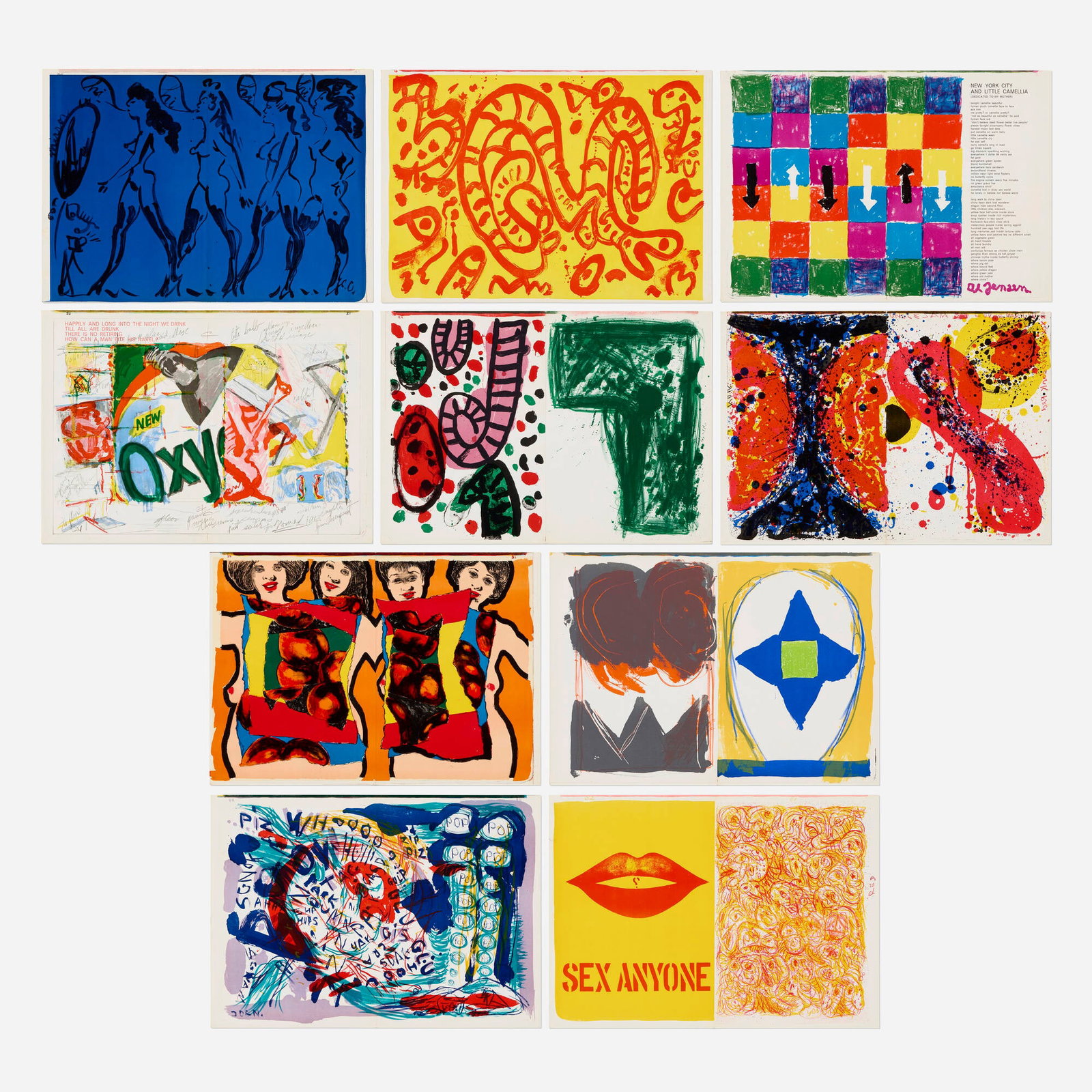 Walasse Ting, 1 Cent Life: Walasse Ting 1 Cent Life 1964 lithograph in colors book: 16.5 h x 12.125 w x 1.625 d in (42 x 31 x 4 cm) case: 16.75 h x 12 w x 1.75 d in (43 x 30 x 4 cm) One Cent Life was an avant