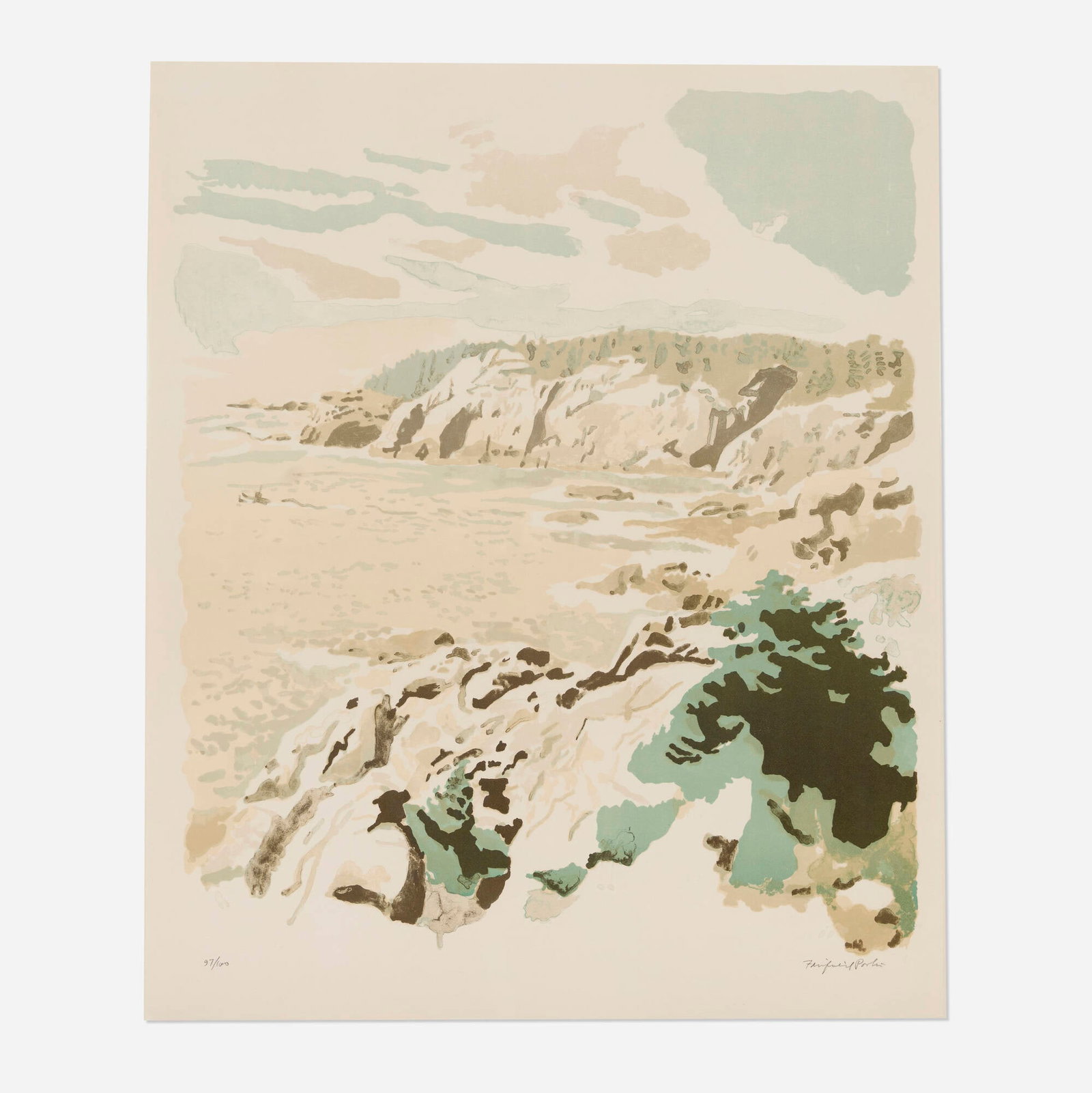 Fairfield Porter, Isle au Haut: Fairfield Porter Isle au Haut 1975 lithograph in colors on Arches image: 25 h x 21 w in (63 x 53 cm) sheet: 28 h x 23.5 w in (71 x 60 cm) Signed and numbered to lower edge '97/100 Fairf
