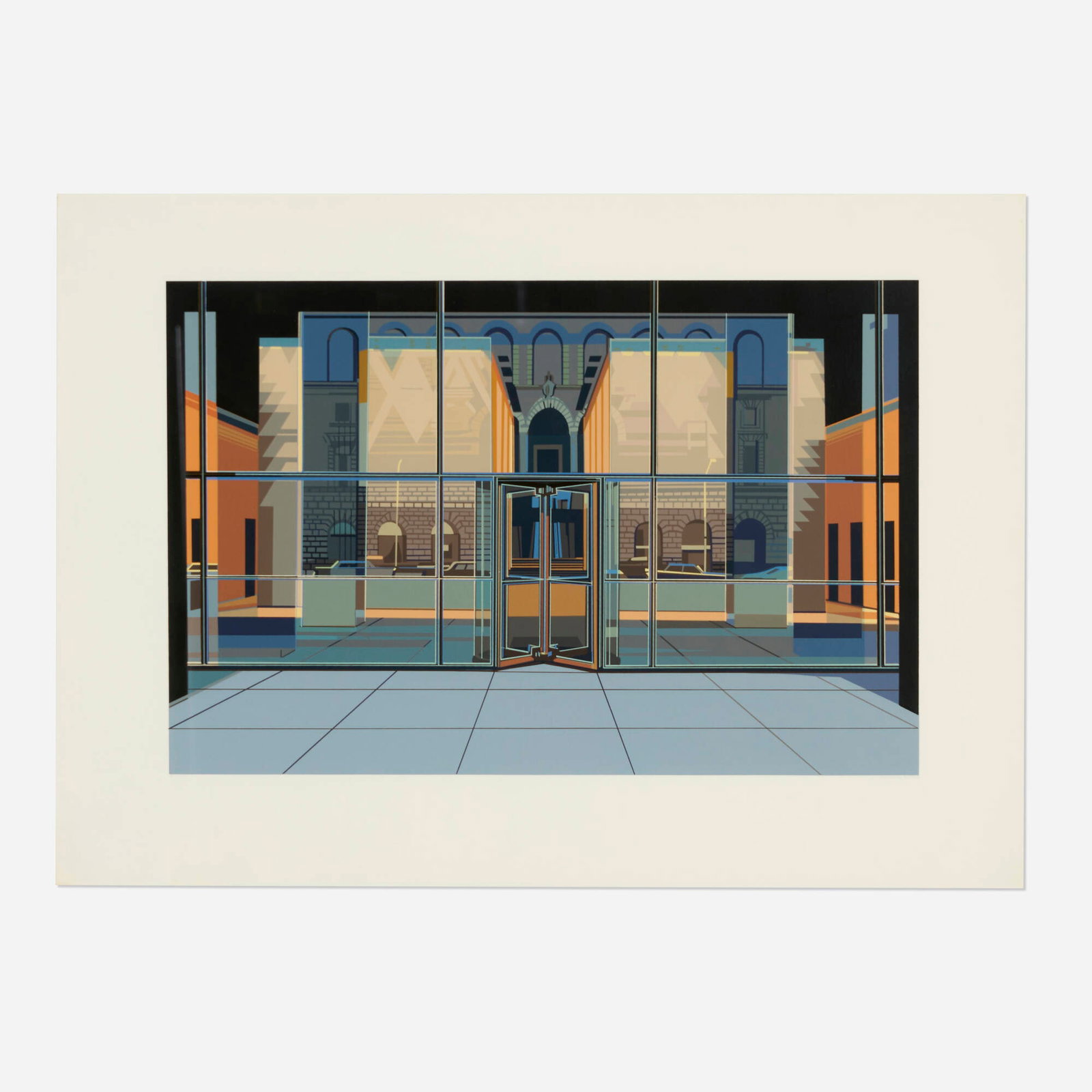 Richard Estes, Seagram Building (from the Urban Landscapes No. I portfolio): Richard Estes Seagram Building (from the Urban Landscapes No. I portfolio) 1972 screenprint in colors on Schoeller Parole image: 14 h x 21.125 w in (36 x 54 cm) sheet: 19.625 h x 27.25 w in (50 x 69
