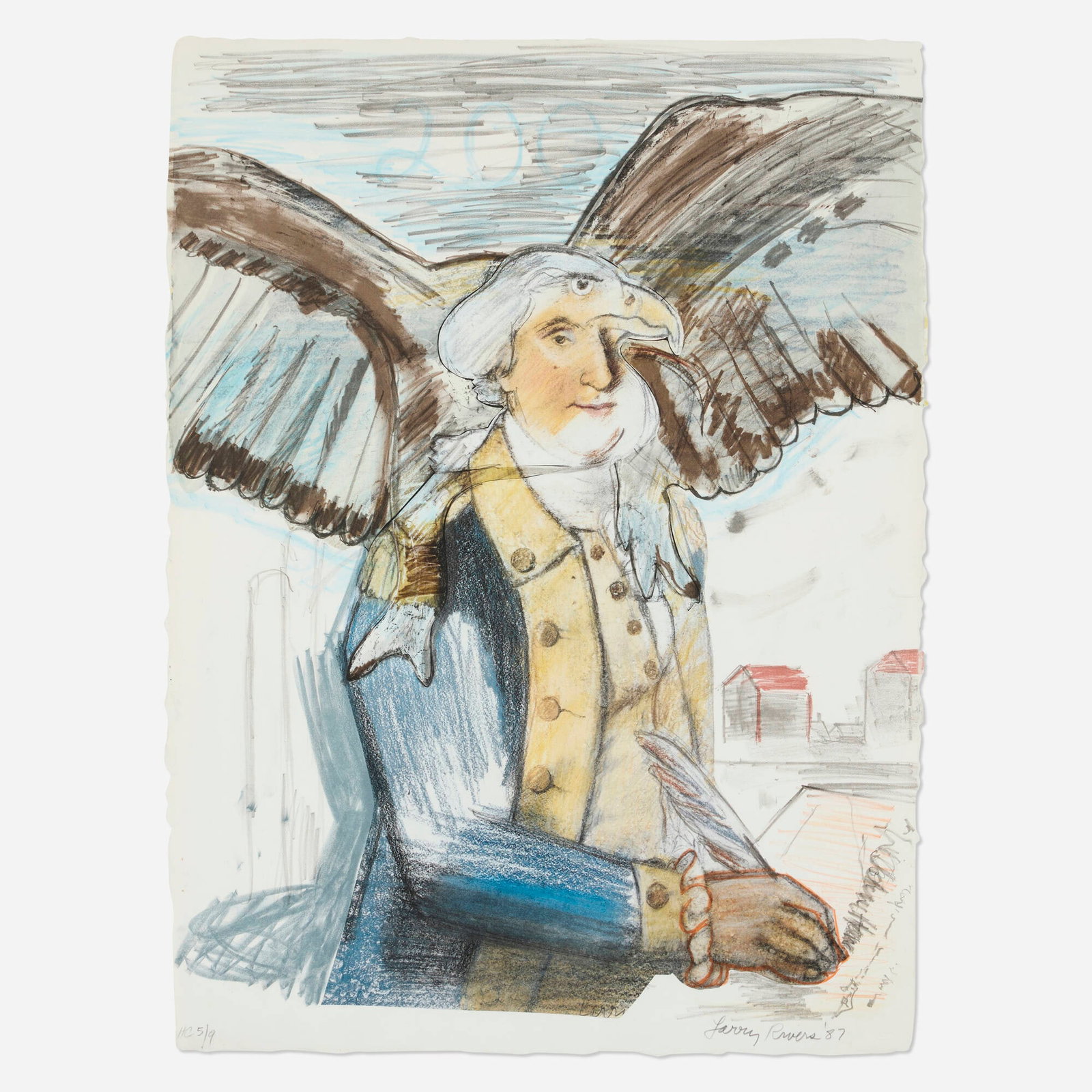 Larry Rivers, Bald Eagle George and A Part of the Constitution: Larry Rivers Bald Eagle George and A Part of the Constitution 1987 lithograph in colors on handmade HMP 32 h x 23.375 w in (81 x 59 cm) Signed, dated, and numbered to lower edge 'HC 5/9 Larry