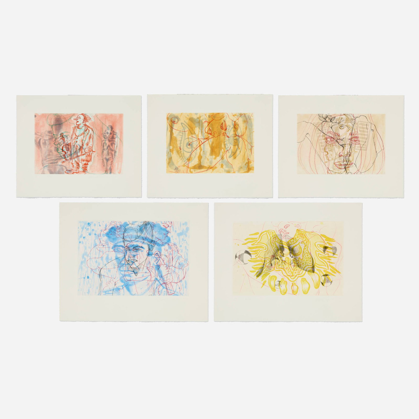 David Salle, The Universe Mender: David Salle The Universe Mender 1990 etching and aquatint in colors on Hahnemuhle sheet (largest): 21.25 h x 26.375 w in (54 x 67 cm) sheet (smallest): 18.125 h x 22.25 w in (46 x 57 cm) Signed,