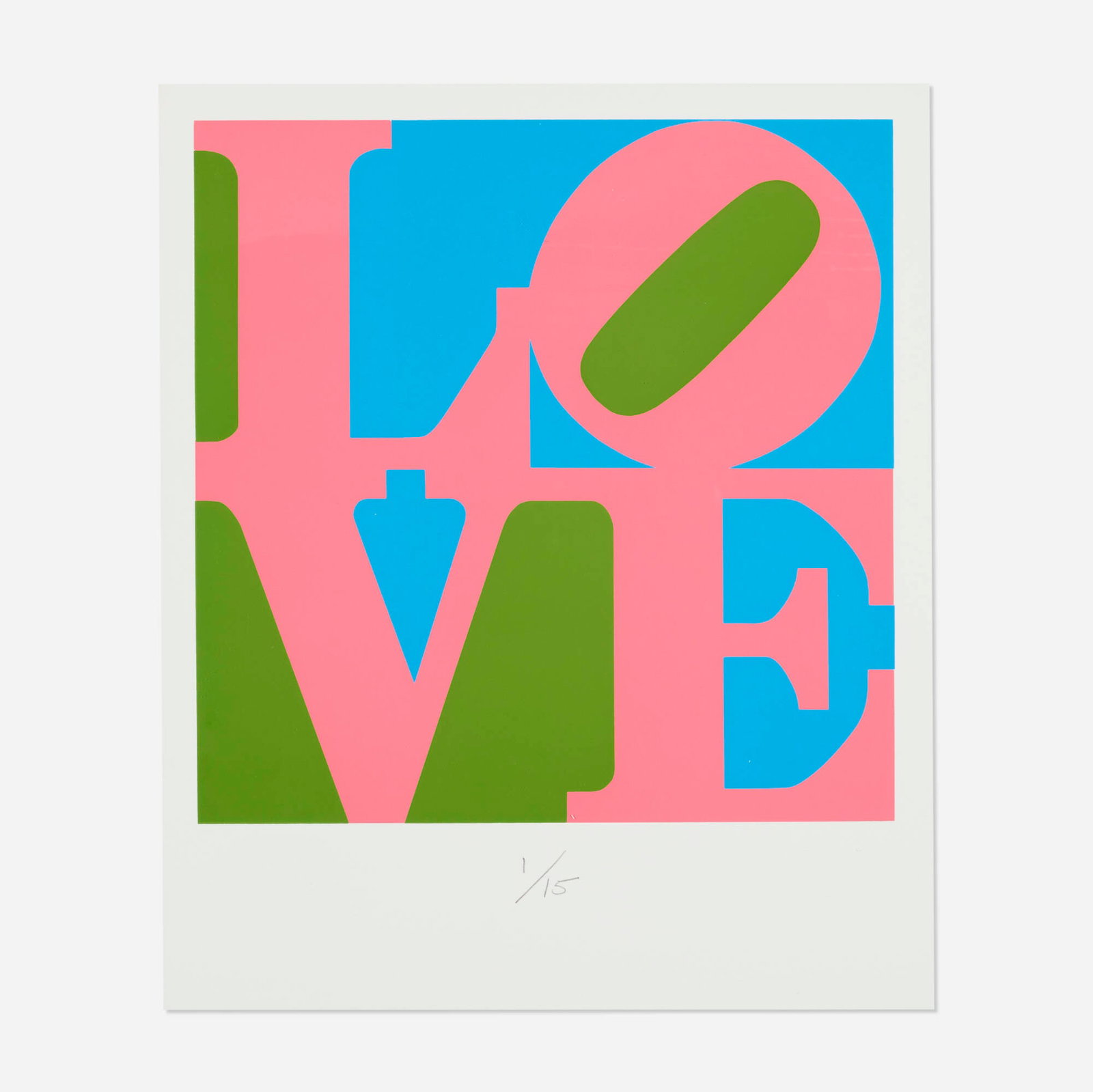 Robert Indiana, Love (from the Book of Love portfolio): Robert Indiana Love (from the Book of Love portfolio) 1996 screenprint in colors on A.N.W. Creswood Museum Edition image: 18.125 h x 18 w in (46 x 46 cm) sheet: 24 h x 19.875 w in (61 x 50 cm)