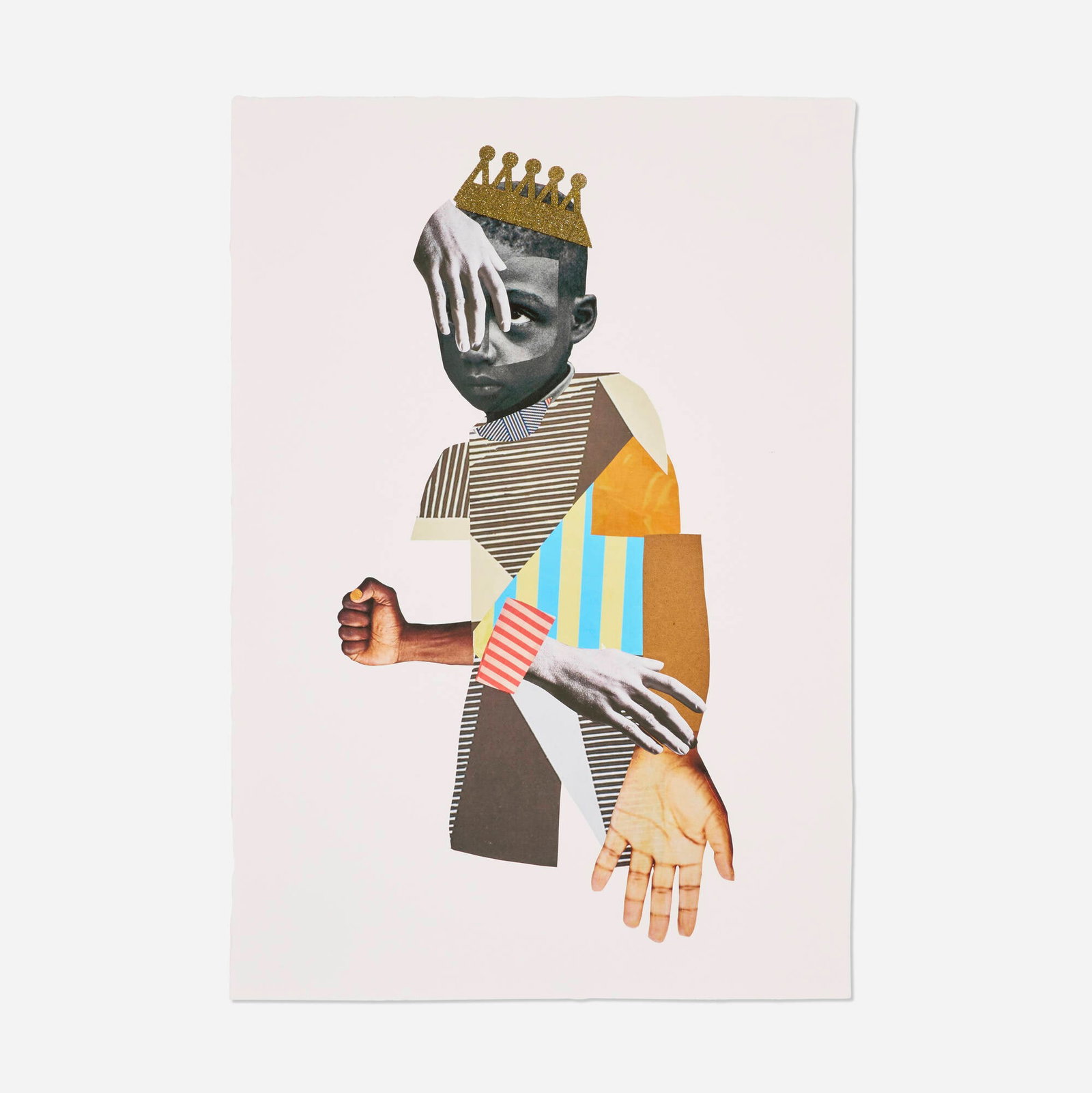 Deborah Roberts, The Front Lines (from the All That I AM ll portfolio): Deborah Roberts The Front Lines (from the All That I AM ll portfolio) 2018 pigment print in colors with glitter silkscreen element, collage and hand-coloring on Hahnemuhle Photo Rag Satin image: 26.5