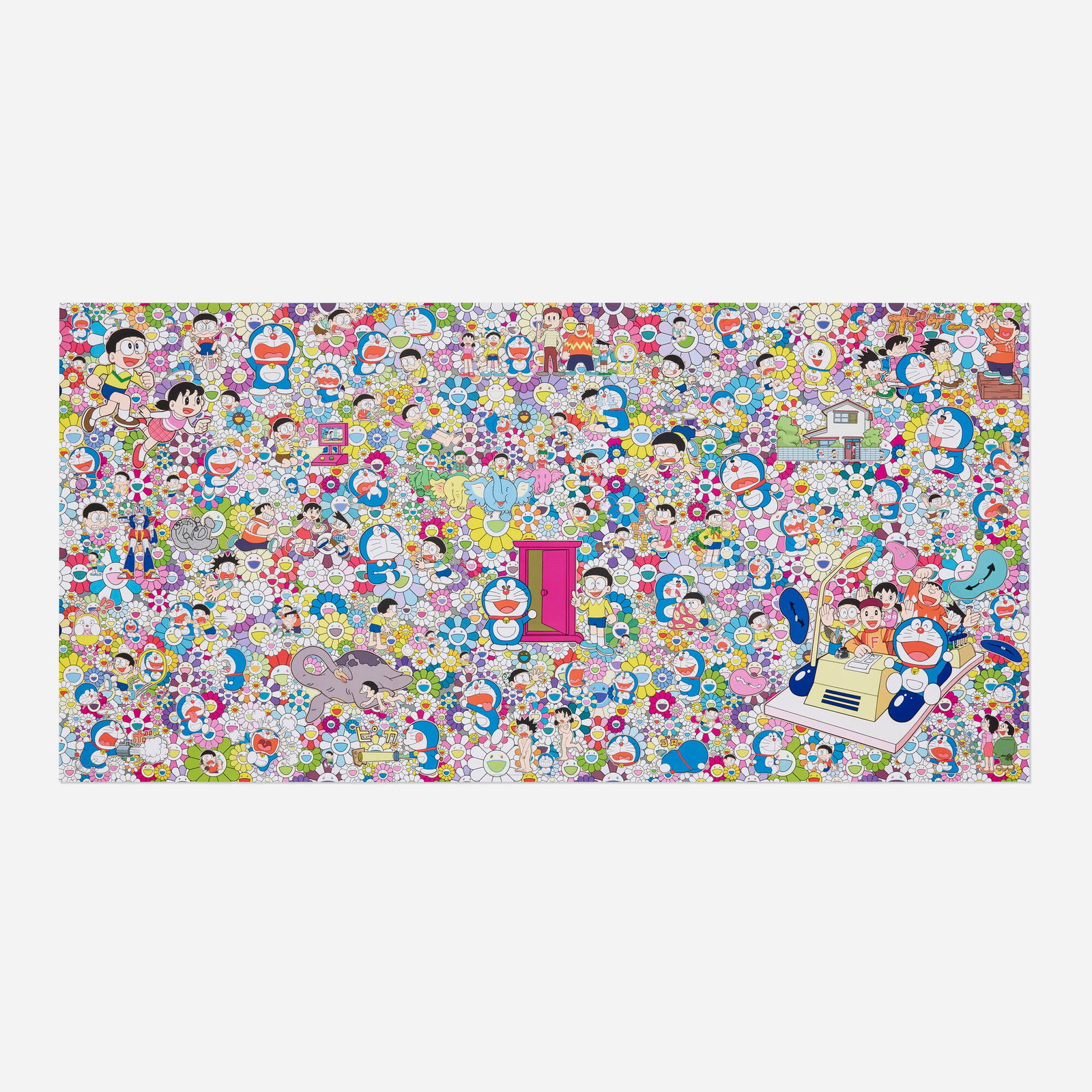 Takashi Murakami, Wouldn't It Be Nice If We Could Do Such a Thing: Takashi Murakami Wouldn't It Be Nice If We Could Do Such a Thing 2017 offset lithograph in colors 19.75 h x 40.125 w in (50 x 102 cm) Signed and numbered to lower right 'Takashi Murakami