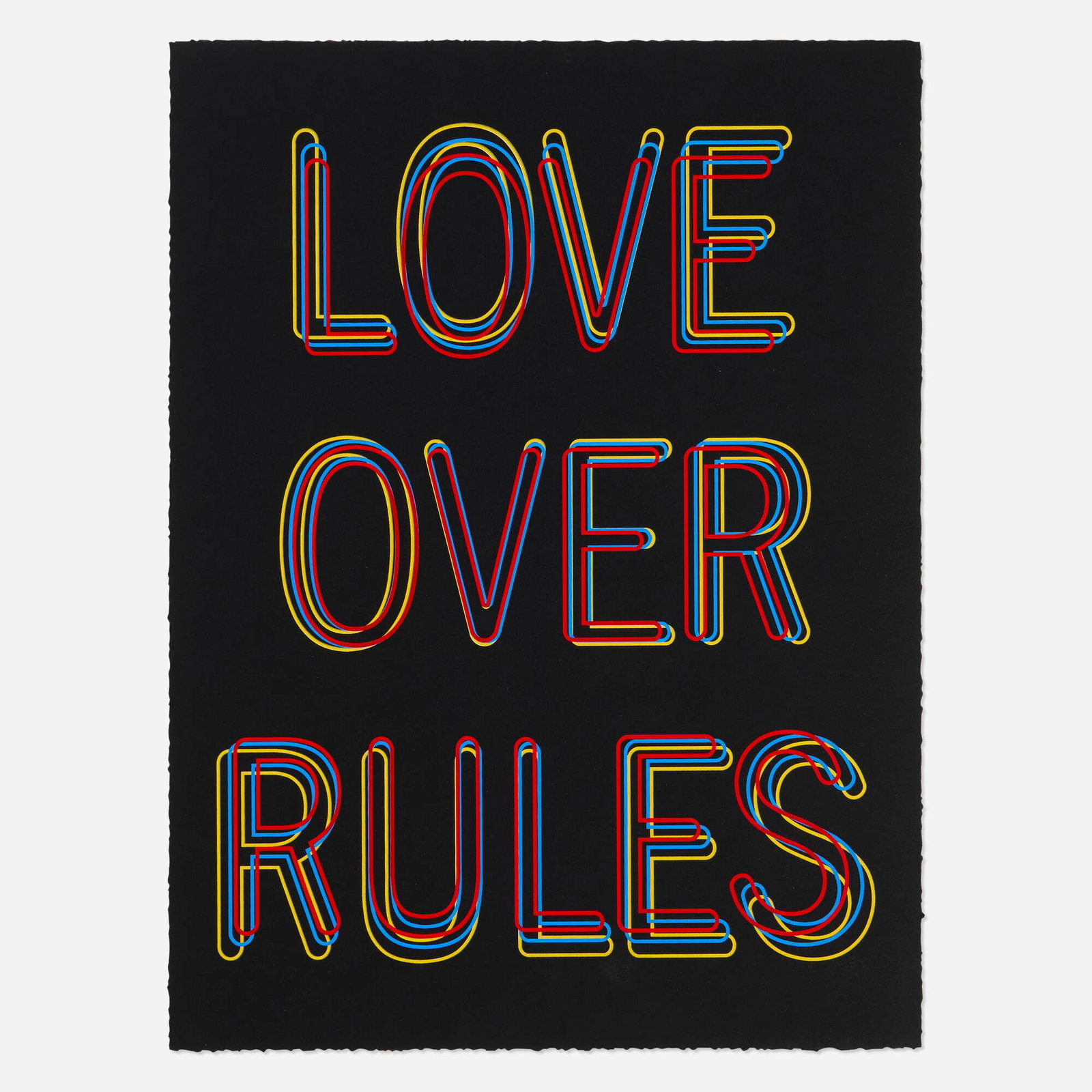 Hank Willis Thomas, Love Over Rules: Hank Willis Thomas Love Over Rules 2020 screenprint in colors 24 h x 18 w in (61 x 46 cm) This work is from the edition of 100. This work will ship from Lambertville, New Je