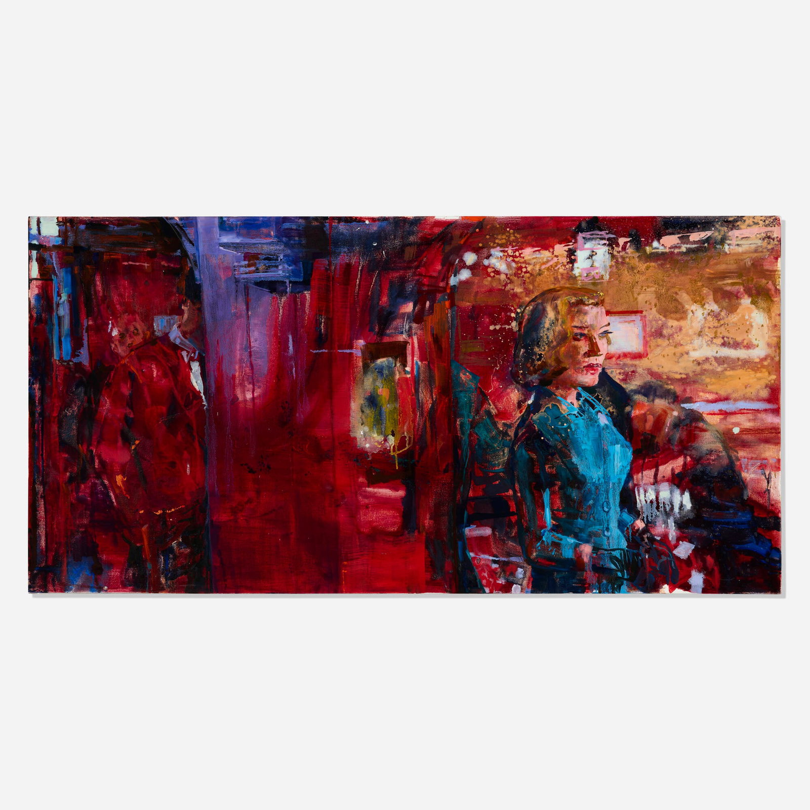 Angela Dufresne, 12 Martinis to Change a Good Girl - Written on the Wind Bar Scene: Angela Dufresne 12 Martinis to Change a Good Girl - Written on the Wind Bar Scene 2006 oil on canvas 24 h x 48 w in (61 x 122 cm) Signed and dated to verso 'Angela Dufresne 06'. Provenance:
