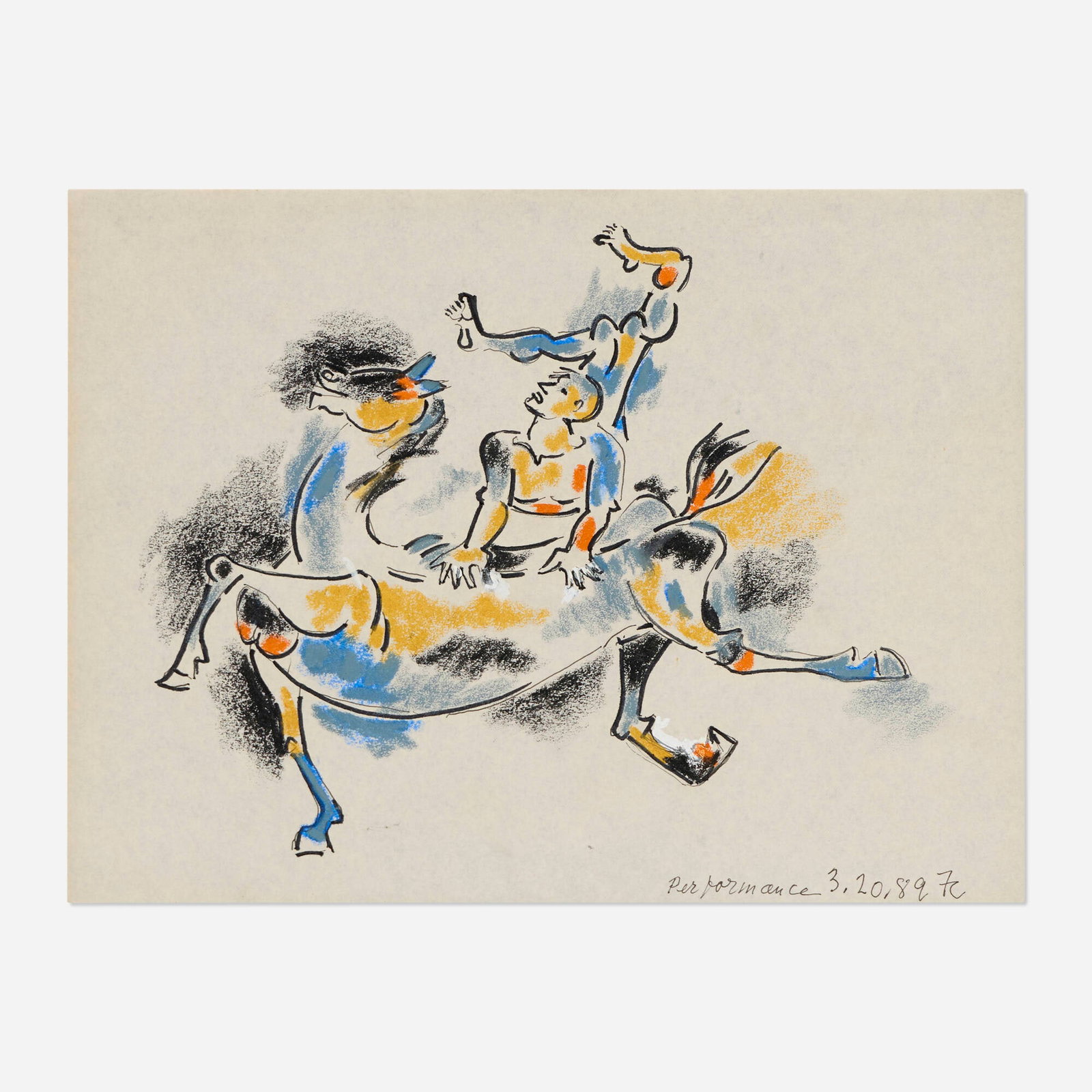 Claire Falkenstein, Performance: Claire Falkenstein Performance 1989 pencil, ink and pastel on paper 8.875 h x 11.875 w in (23 x 30 cm) Proceeds from this sale will benefit The O'Donnell-Green Music and Dance Foundation,