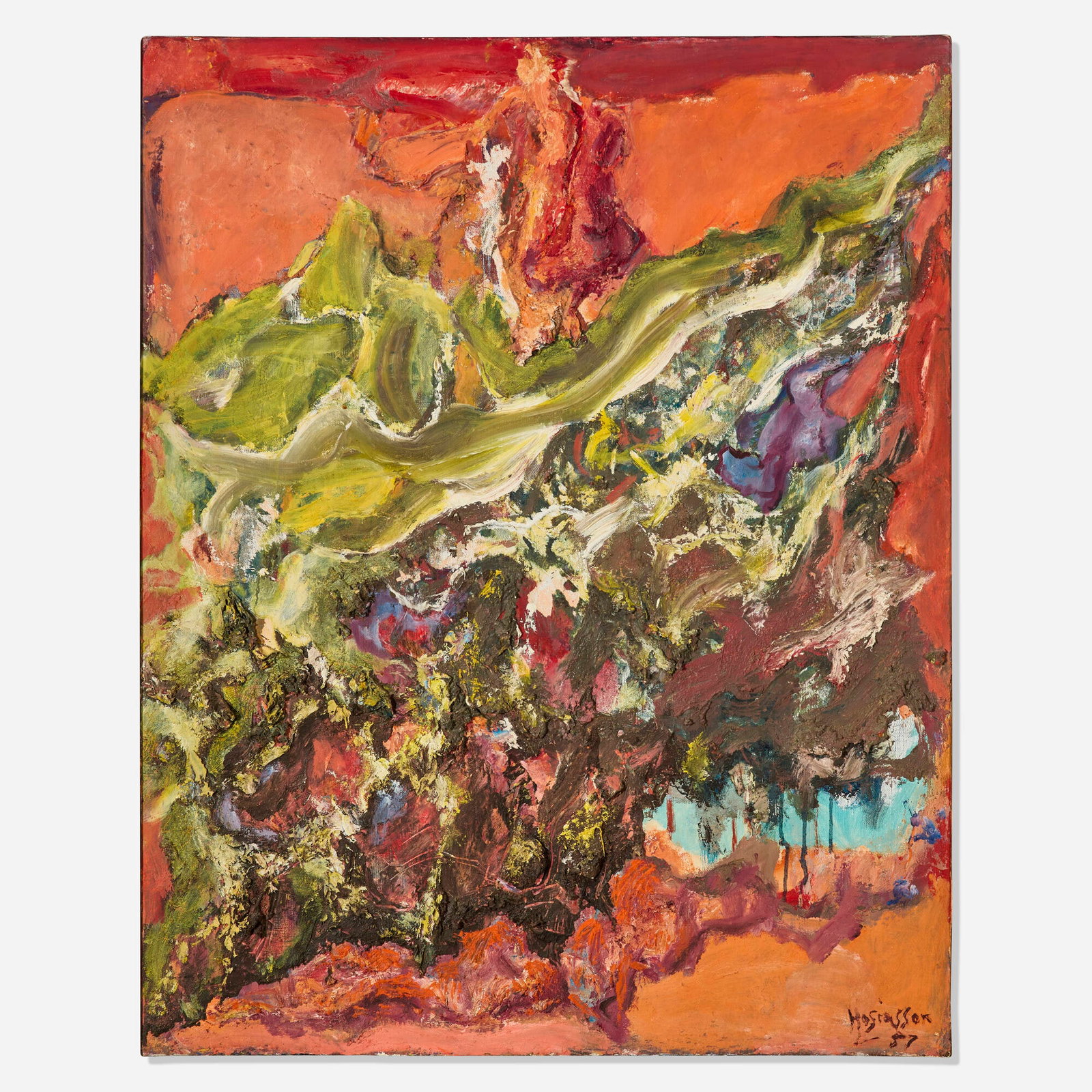 Philippe Hosiasson, Morning: Philippe Hosiasson Morning 1957 oil on linen 36 h x 29 w in (91 x 74 cm) Signed and dated to lower right 'Hosiasson 57'. Signed, titled, and dated to verso 'Hosiasson Morning 57'.