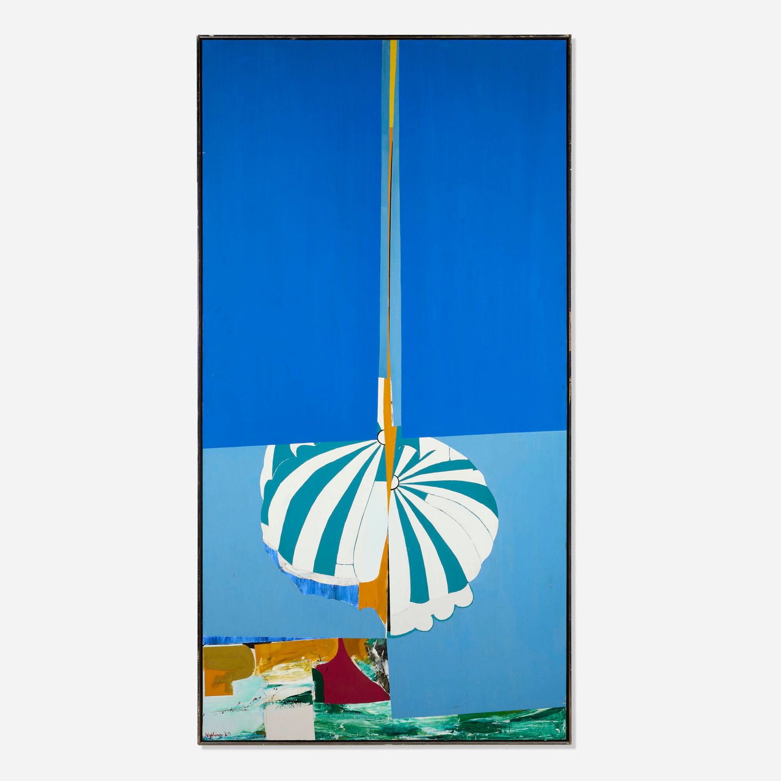 Budd Hopkins, Untitled (Parachute I): Budd Hopkins Untitled (Parachute I) 1967 oil on canvas in artist's frame 85.375 h x 45.125 w in (217 x 115 cm) Signed and dated to lower left 'Hopkins '67'. This work will ship from