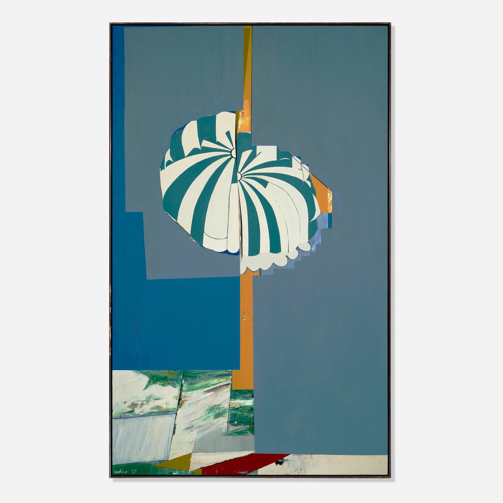 Budd Hopkins, Untitled (Parachute II): Budd Hopkins Untitled (Parachute II) 1967 oil on canvas in artist's frame 85.375 h x 52.25 w in (217 x 133 cm) Signed and dated to lower left 'Hopkins '67'. This work will ship from