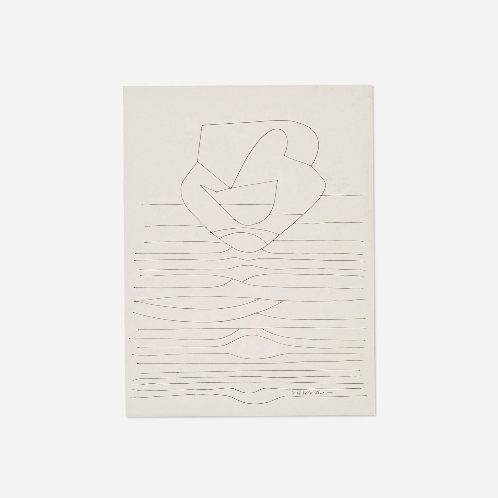 Victor Vasarely, Abstract Composition: Victor Vasarely Abstract Composition 1948 ink on cardstock 12.5 h x 10 w in (32 x 25 cm) Signed and dated to lower right 'Vasarely 1948'. Provenance: Property from a Bloomfield Township, MI
