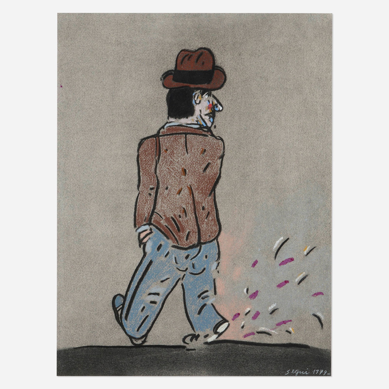 Antonio Segui, Untitled: Antonio Segui Untitled 1979 pastel on paper 25.5 h x 19.75 w in (65 x 50 cm) Signed and dated to lower right 'Segui 1979' with blindstamp. This work is included in the artist's