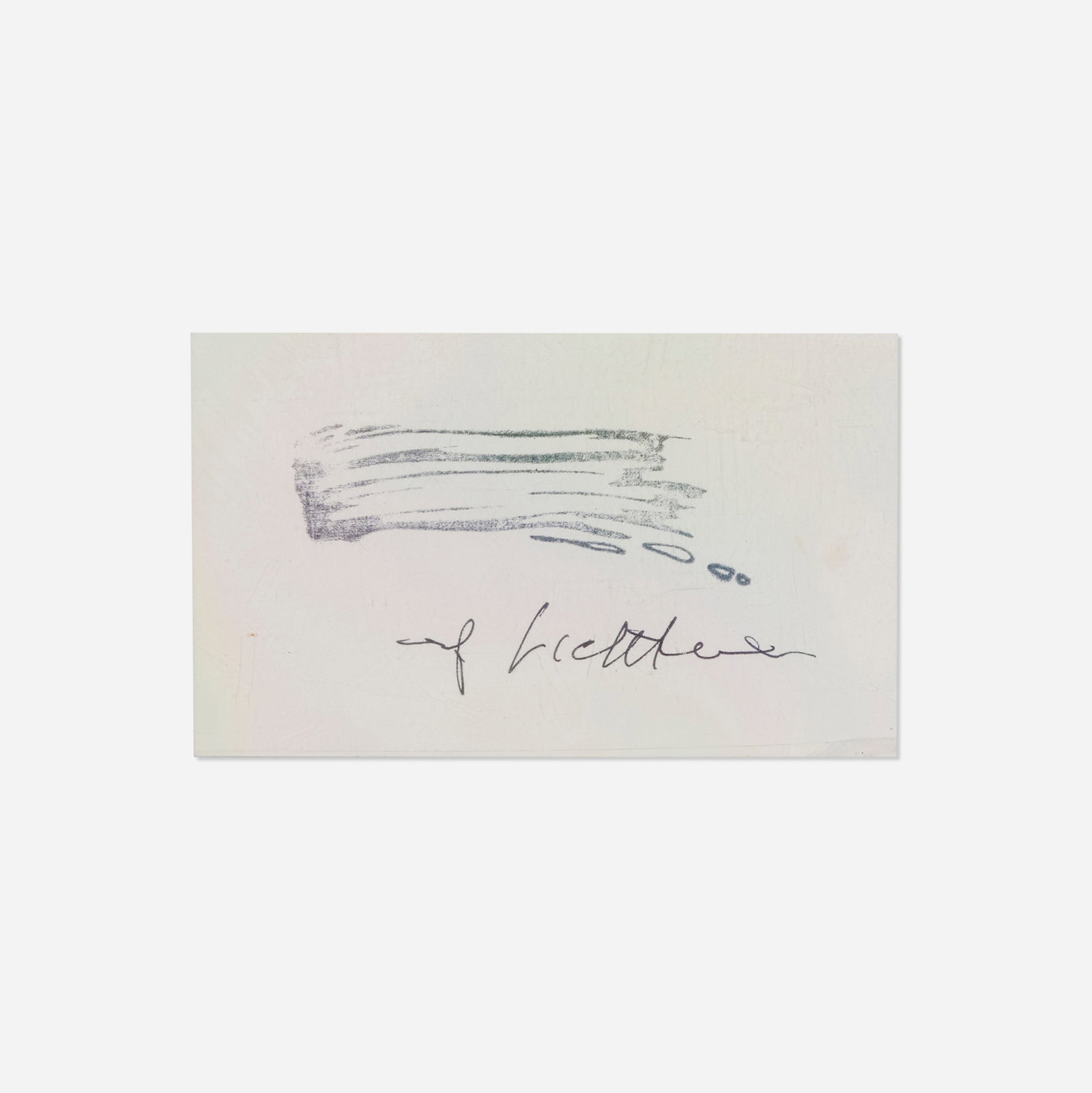 Roy Lichtenstein, Yellow and Black Brushstroke (Eat Art) signed card: Roy Lichtenstein Yellow and Black Brushstroke (Eat Art) signed card 1970 rubber stamp on paper 3 h x 5 w in (8 x 13 cm) Signed to lower edge 'rf Lichtenstein'. This work is from the u