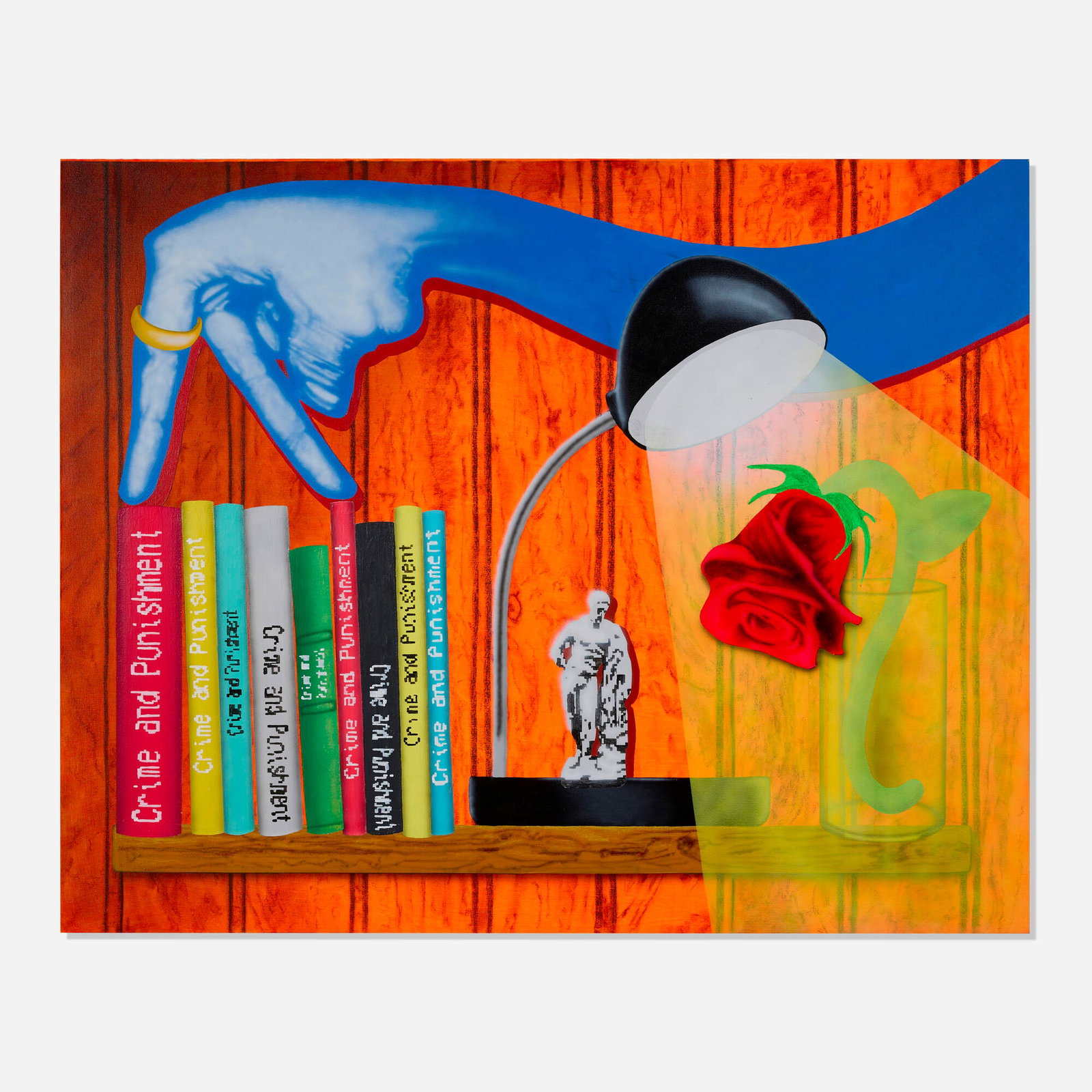 Carter Flachbarth, Crime: Carter Flachbarth Crime 2020 acrylic and mixed media on canvas 40 h x 49.875 w in (102 x 127 cm) Signed and dated to verso 'Carter Flack 2020'. This work will ship from Lambertville, New Jersey.