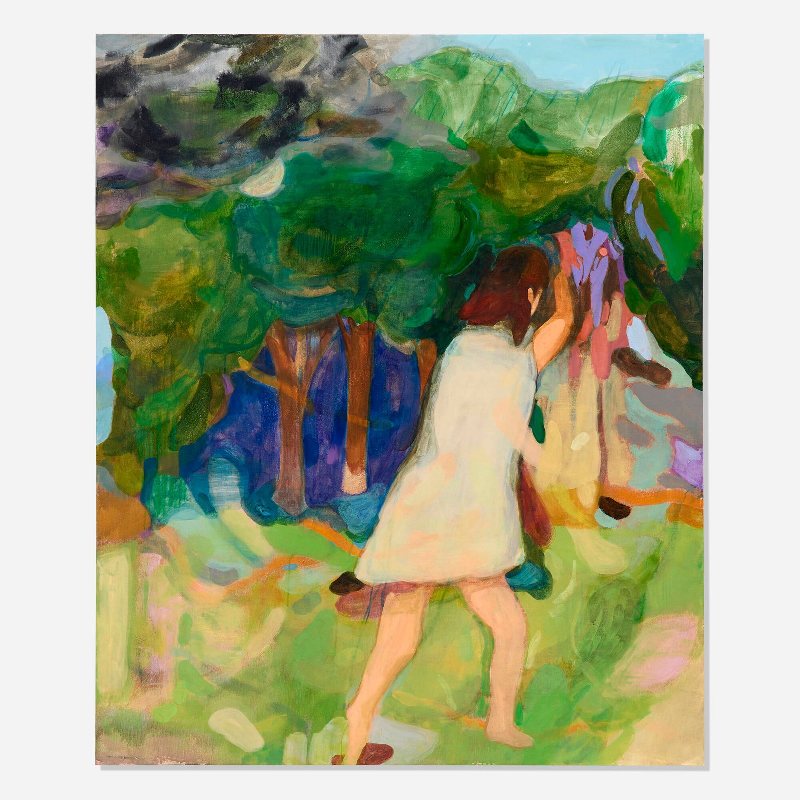 Koshiro Akiyama, Hide from the Rain: Koshiro Akiyama Hide from the Rain 2023 oil on canvas 72 h x 60 w in (183 x 152 cm) Signed, titled, and dated to verso 'Hide from the Rain 4.2023 Koshiro Akiyama'. Provenance: Danny First -